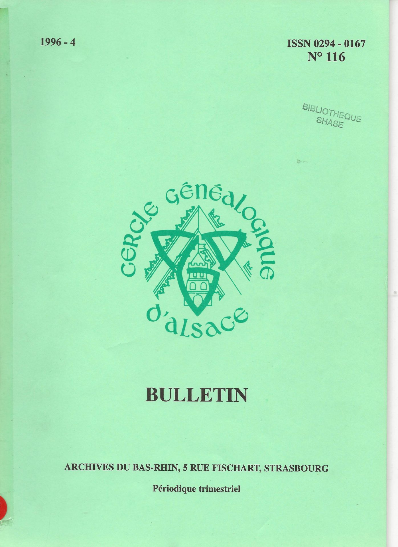 Bulletin du Cercle Généalogique d'Alsace