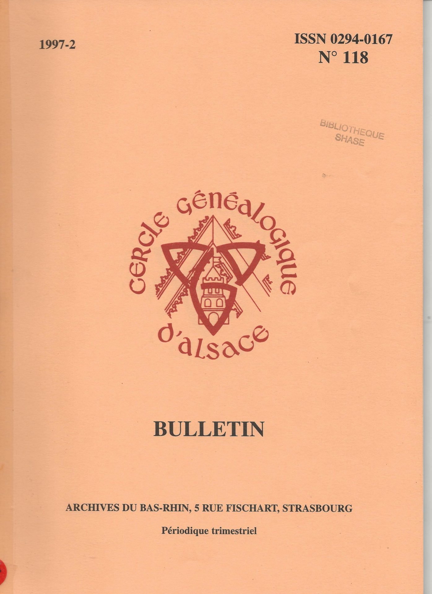 Bulletin du Cercle Généalogique d'Alsace