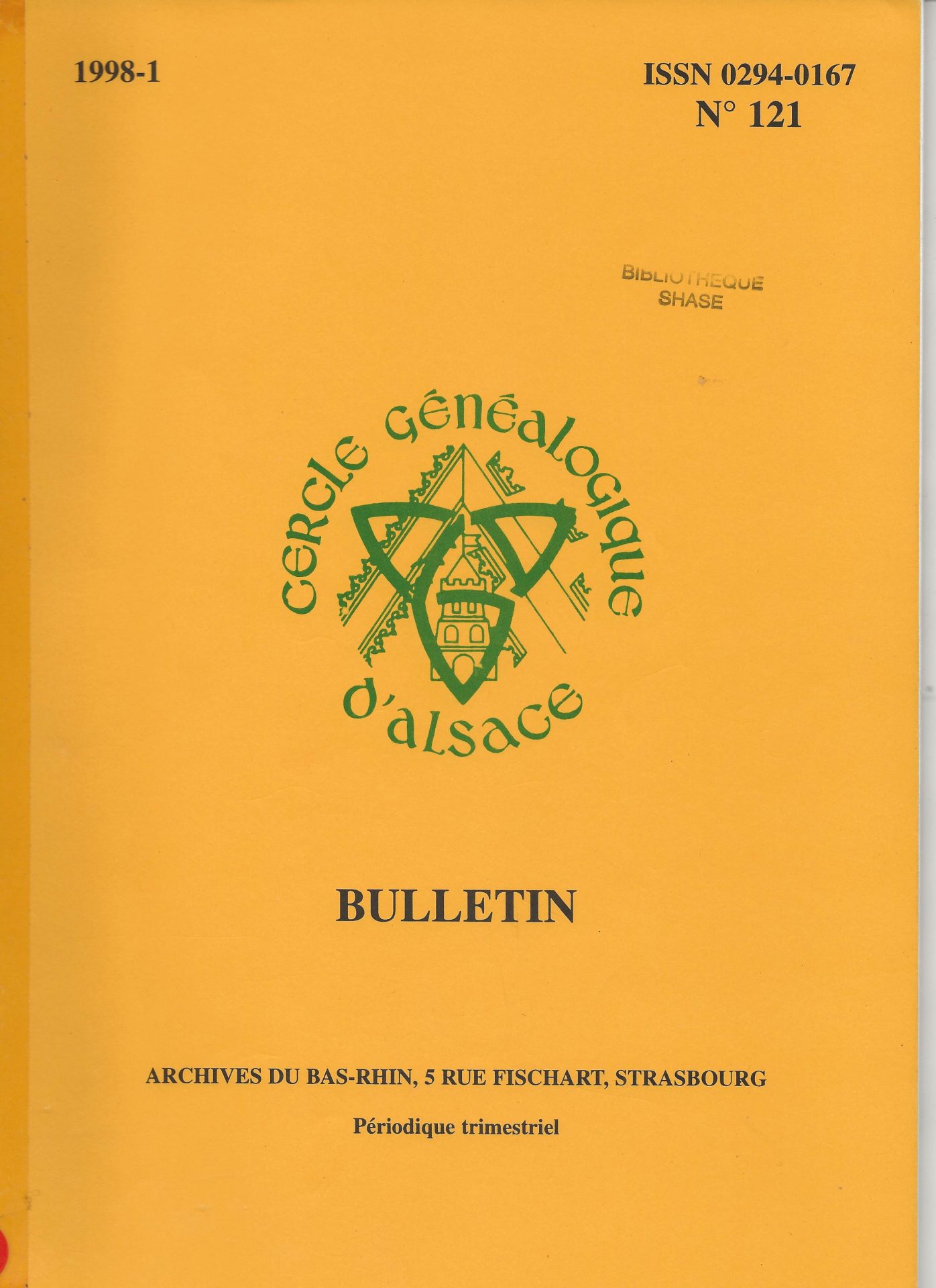Bulletin du Cercle Généalogique d'Alsace