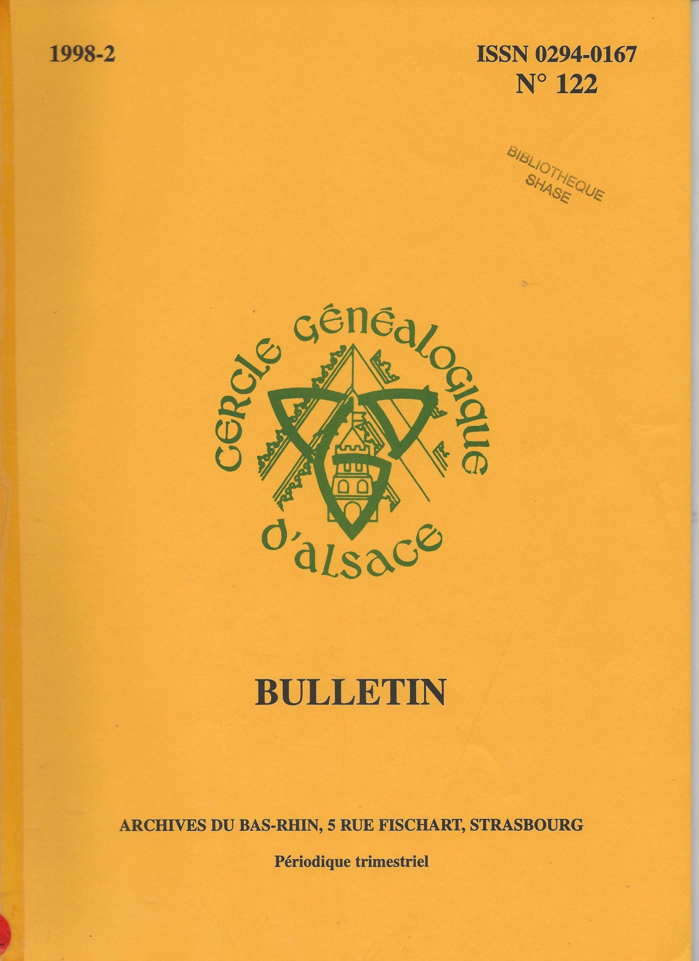 Bulletin du Cercle Généalogique d'Alsace
