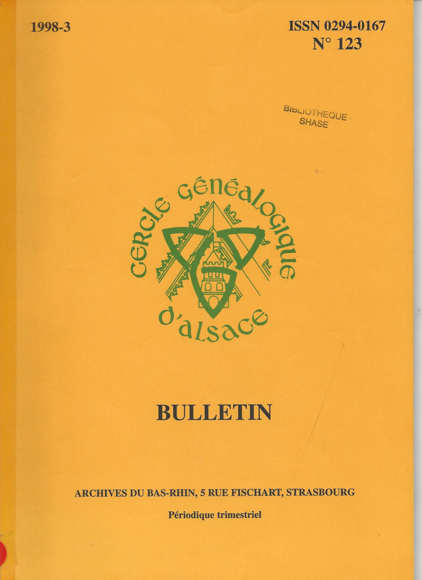 Bulletin du Cercle Généalogique d'Alsace