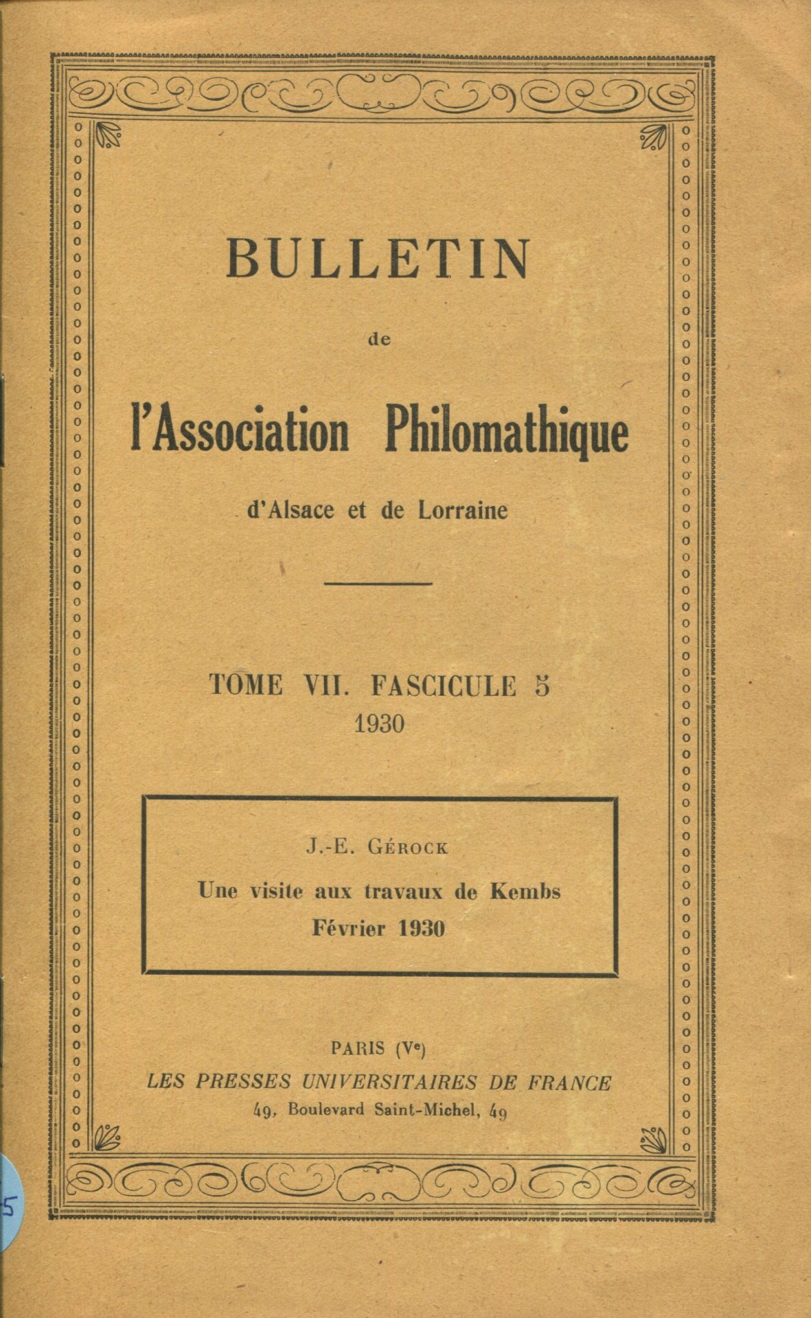 Mitteilungen der Philomathischen Gesellschaft in Elsass-Lothringen / Bulletin de l'Association Philomathique d'Alsace et de Lorraine
