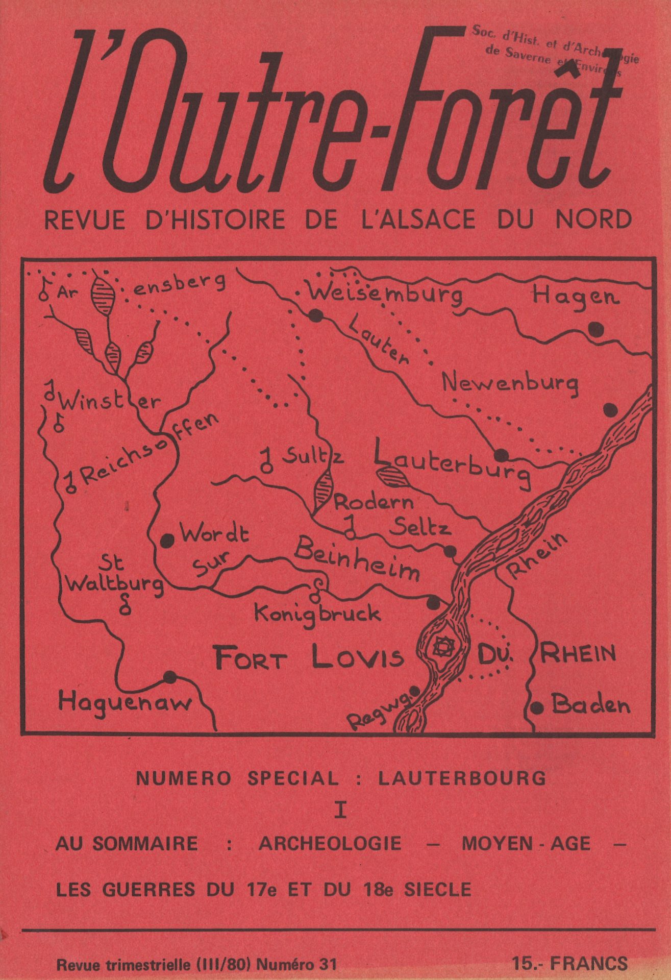 l'Outre-Forêt - Revue d'Histoire de l'Alsace du Nord - spécial Lauterbourg (I)