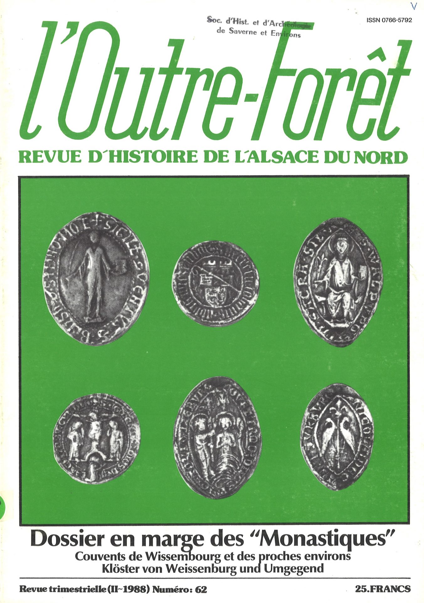 l'Outre-Forêt - Revue d'Histoire de l'Alsace du Nord - Dossier en marge des Monastiques