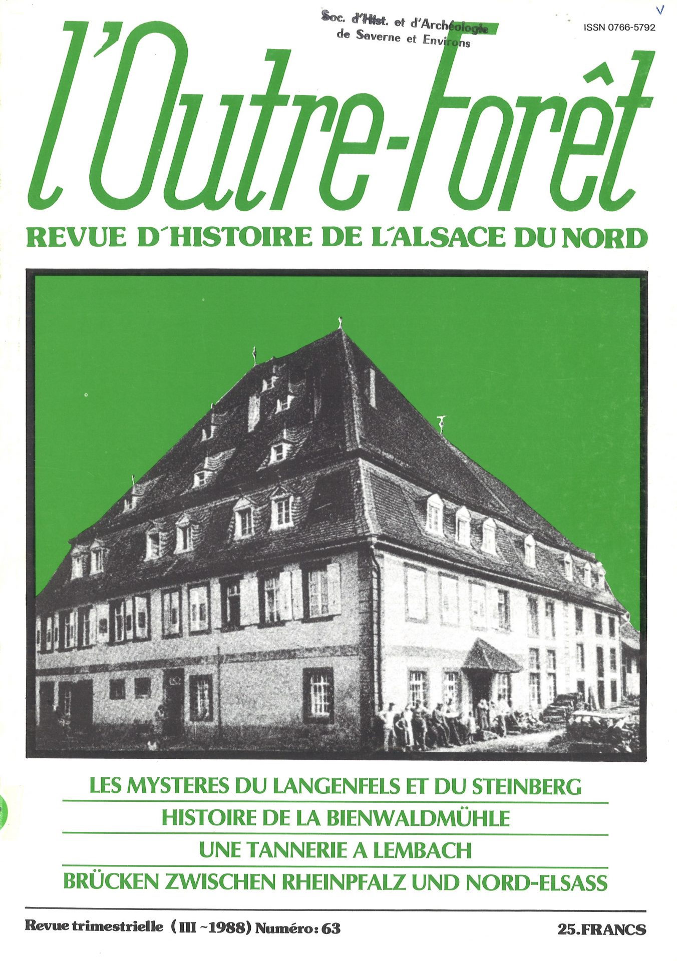 l'Outre-Forêt - Revue d'Histoire de l'Alsace du Nord