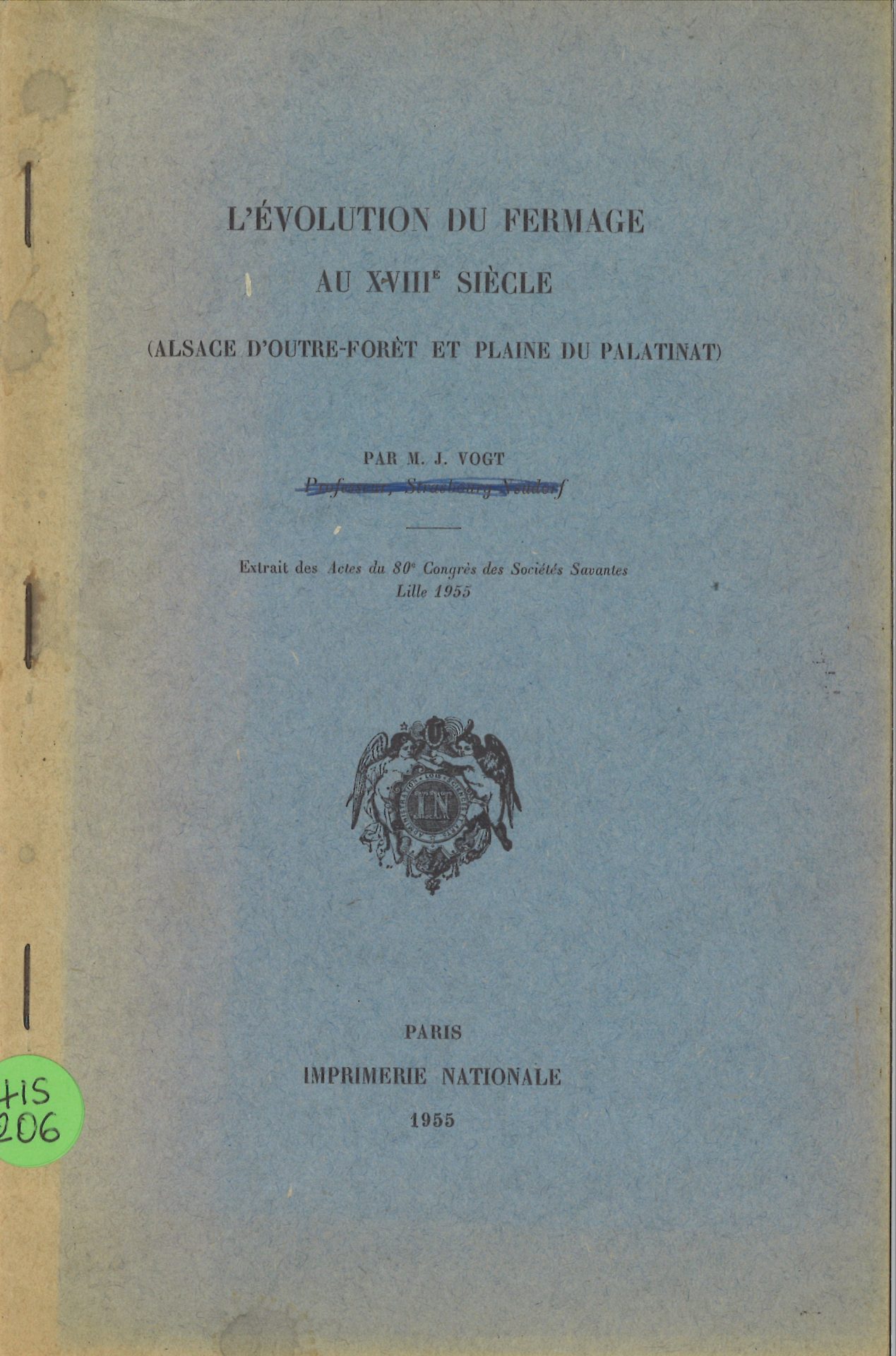 L'évolution du fermage au XVIIIè siècle - Alsace d'Outre-Forêt et plaine du Palatinat