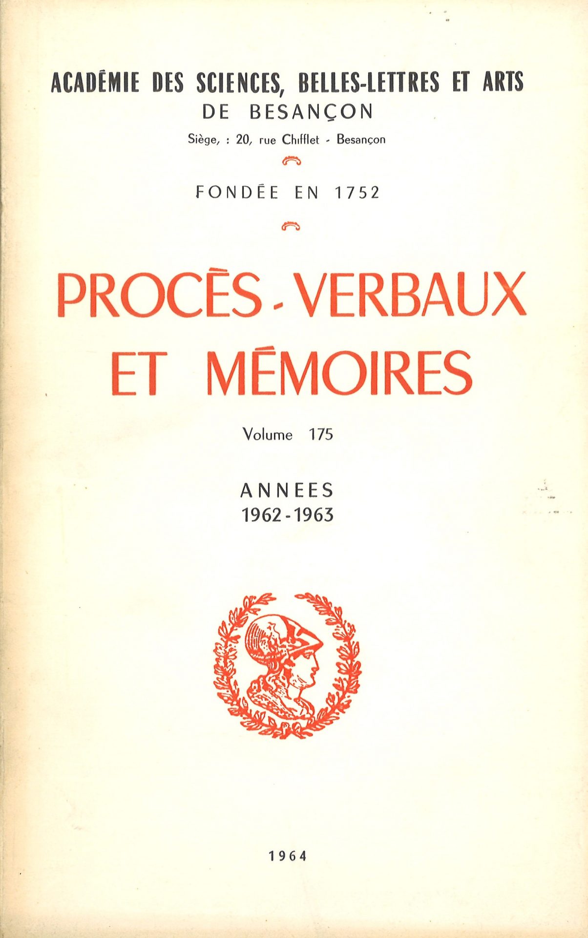 Procès-verbaux et Mémoires de l'Académie des Sciences, Belles-Lettres et Arts de Besançon et de Franche-Comté
