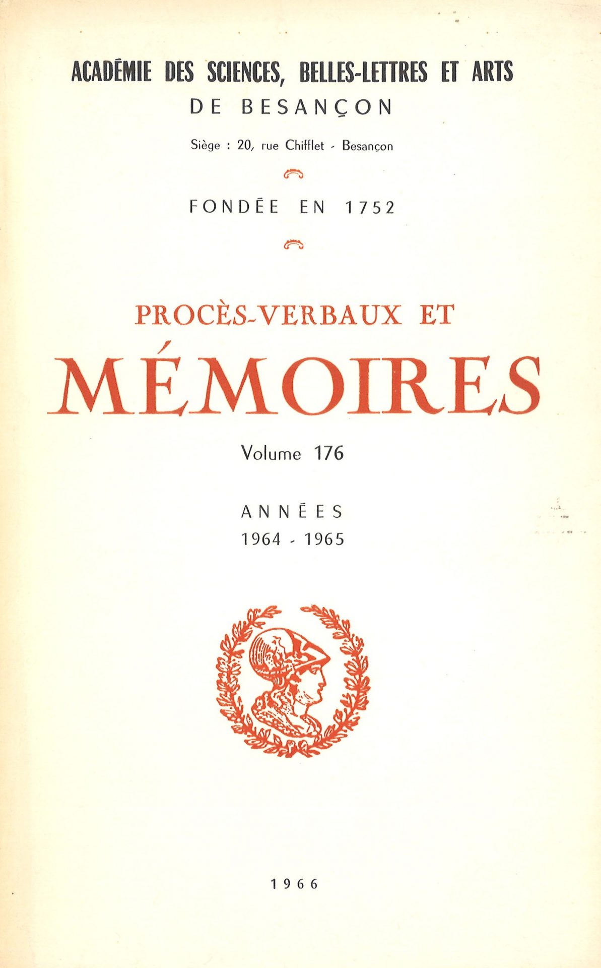 Procès-verbaux et Mémoires de l'Académie des Sciences, Belles-Lettres et Arts de Besançon et de Franche-Comté