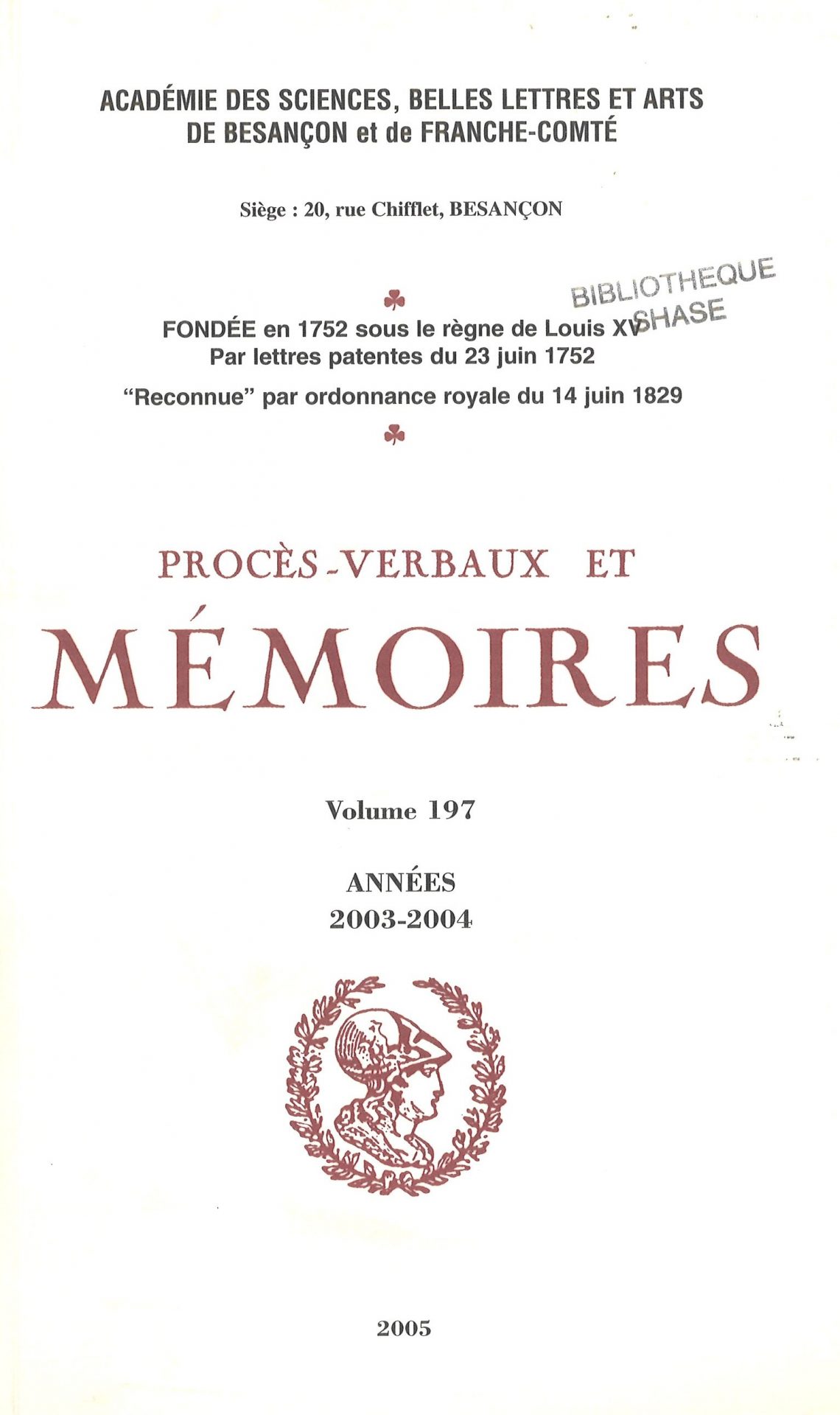 Procès-verbaux et Mémoires de l'Académie des Sciences, Belles-Lettres et Arts de Besançon et de Franche-Comté