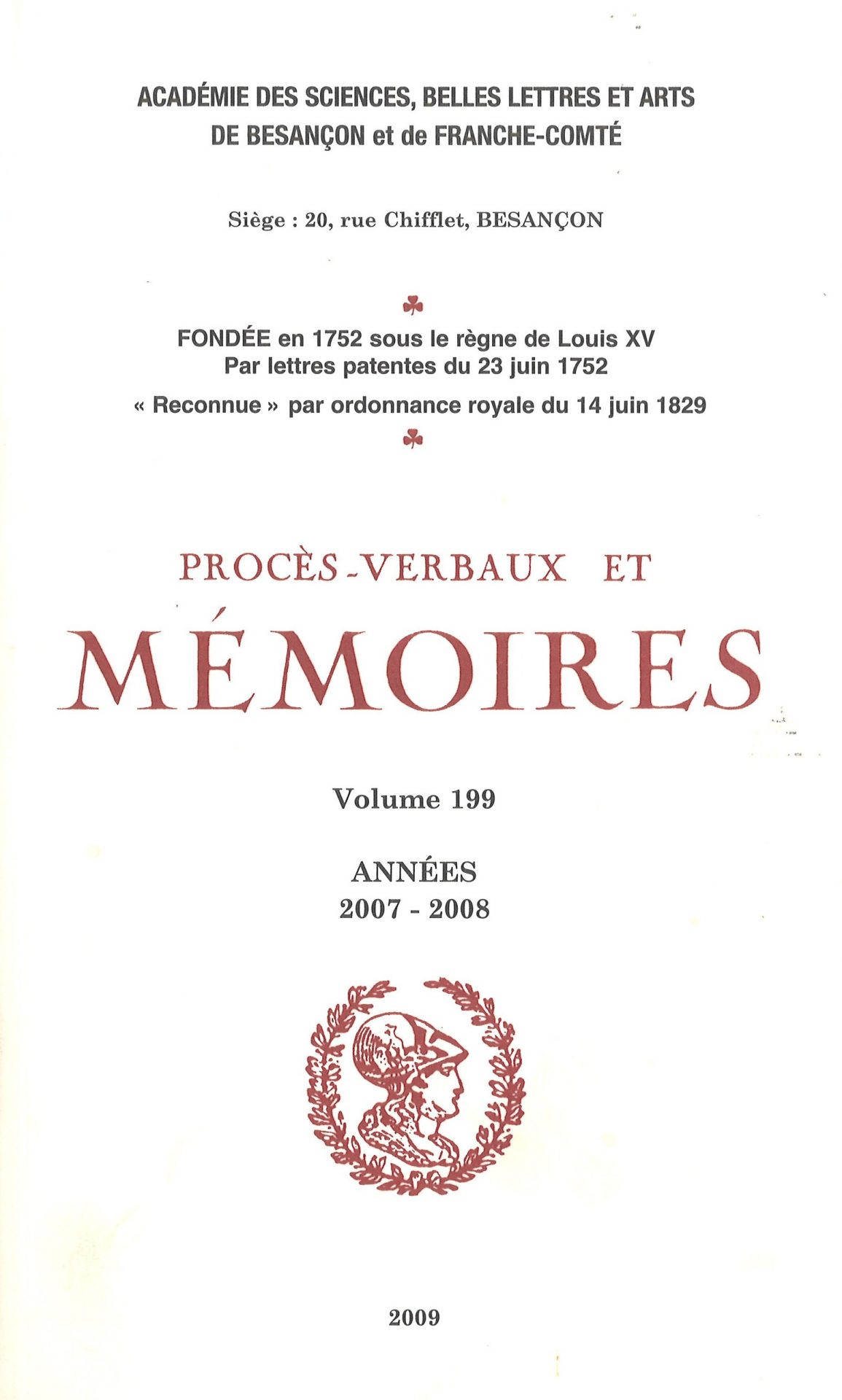 Procès-verbaux et Mémoires de l'Académie des Sciences, Belles-Lettres et Arts de Besançon et de Franche-Comté