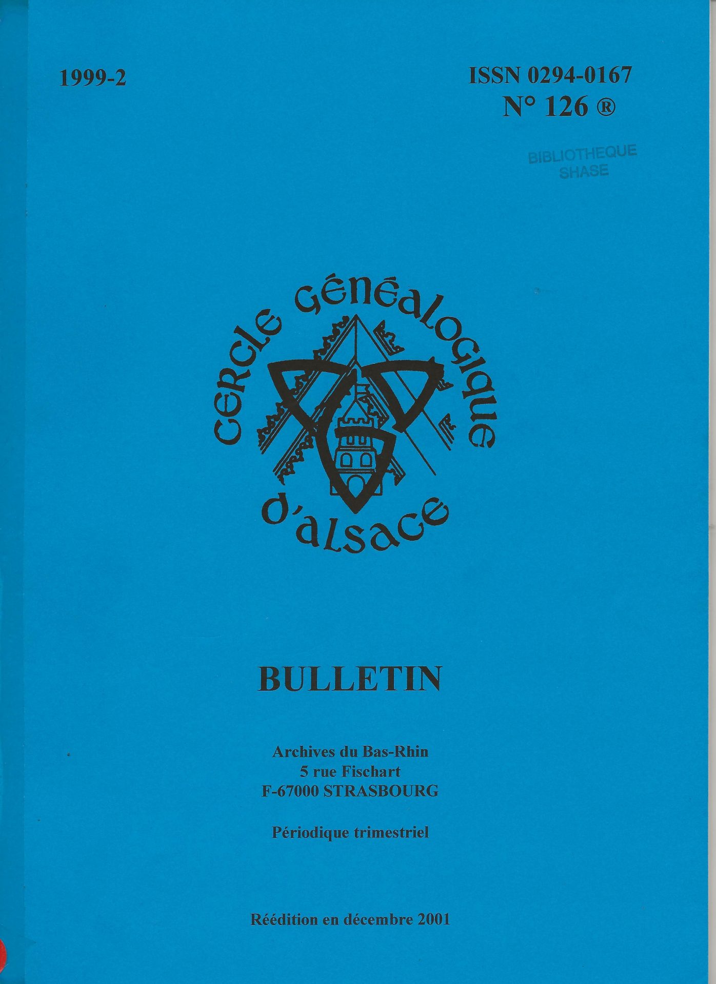 Bulletin du Cercle Généalogique d'Alsace