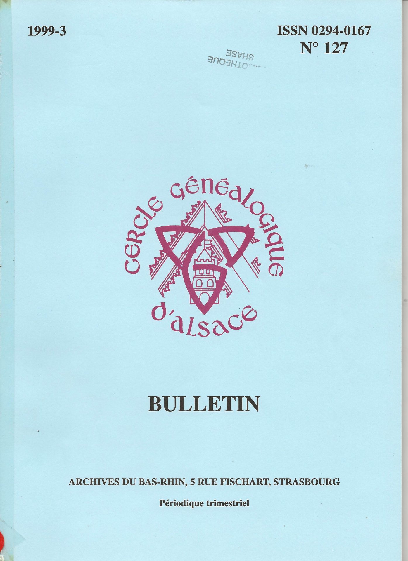 Bulletin du Cercle Généalogique d'Alsace