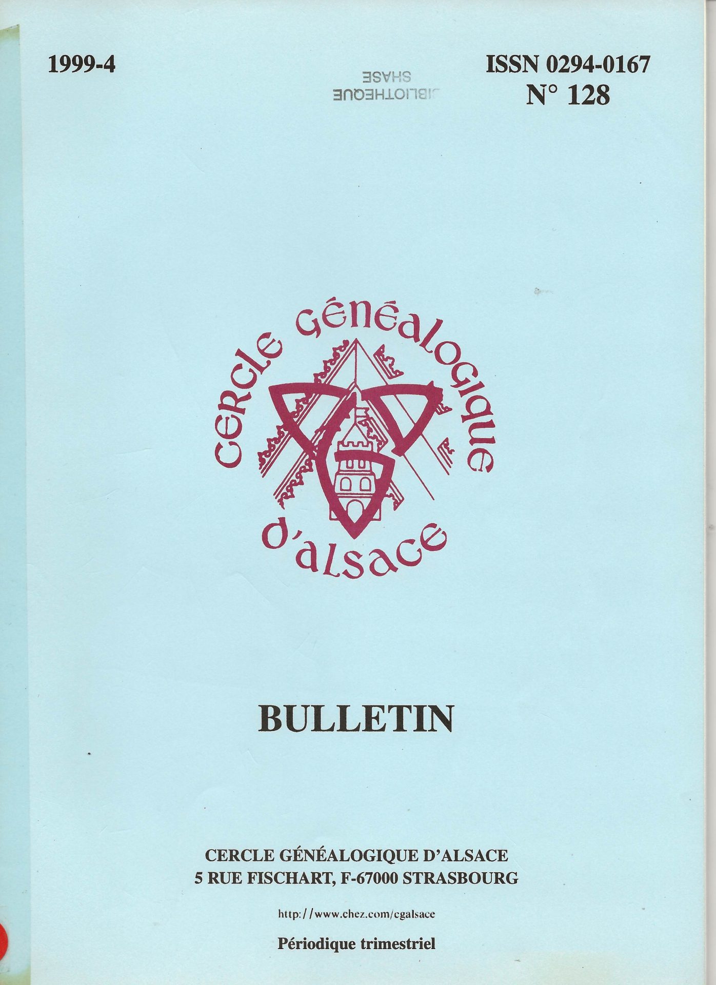 Bulletin du Cercle Généalogique d'Alsace