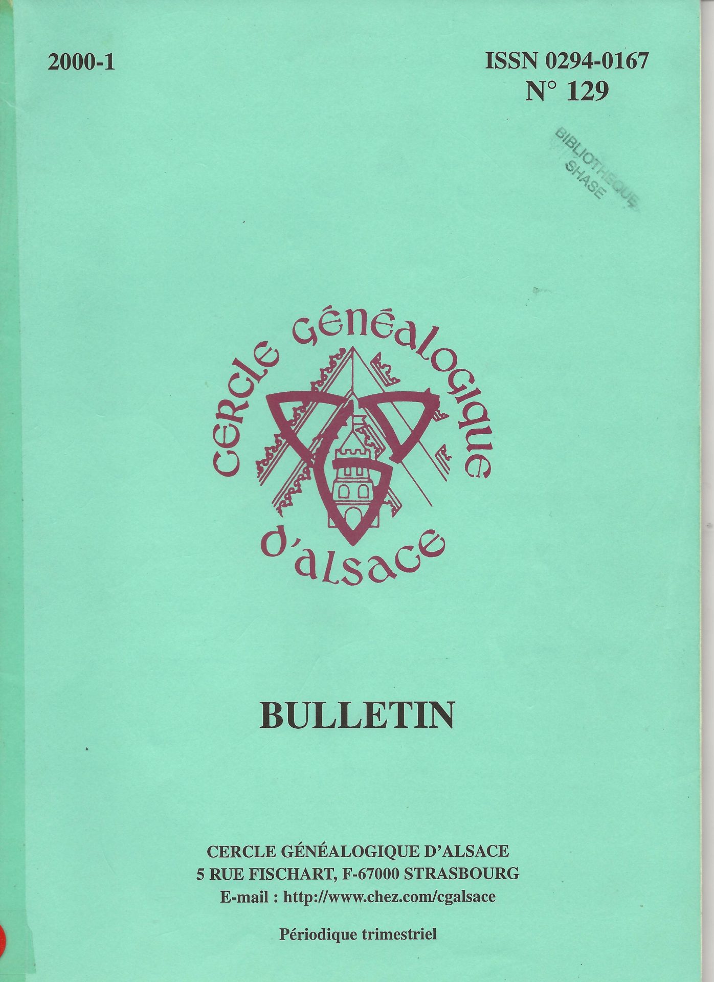 Bulletin du Cercle Généalogique d'Alsace
