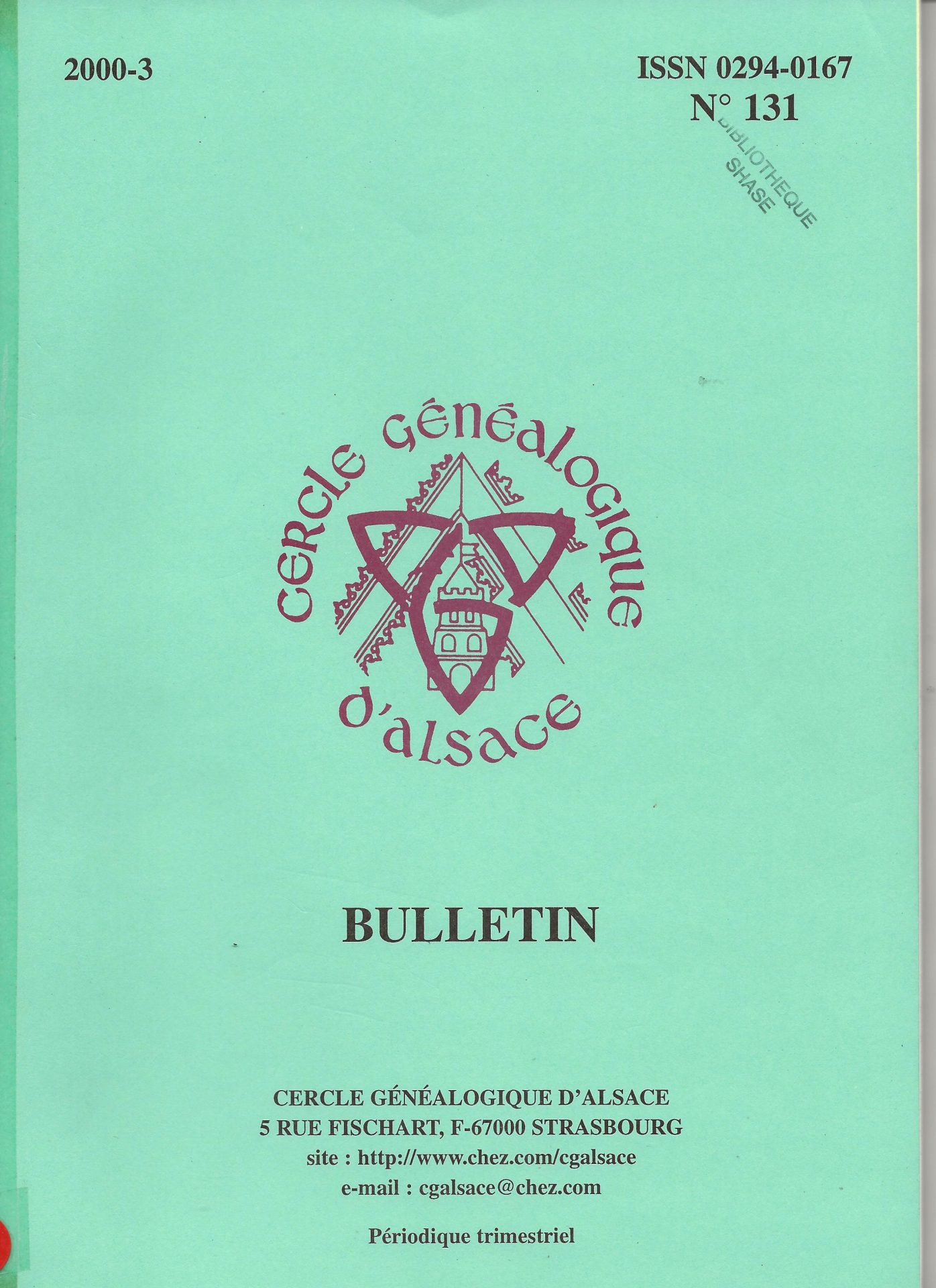 Bulletin du Cercle Généalogique d'Alsace