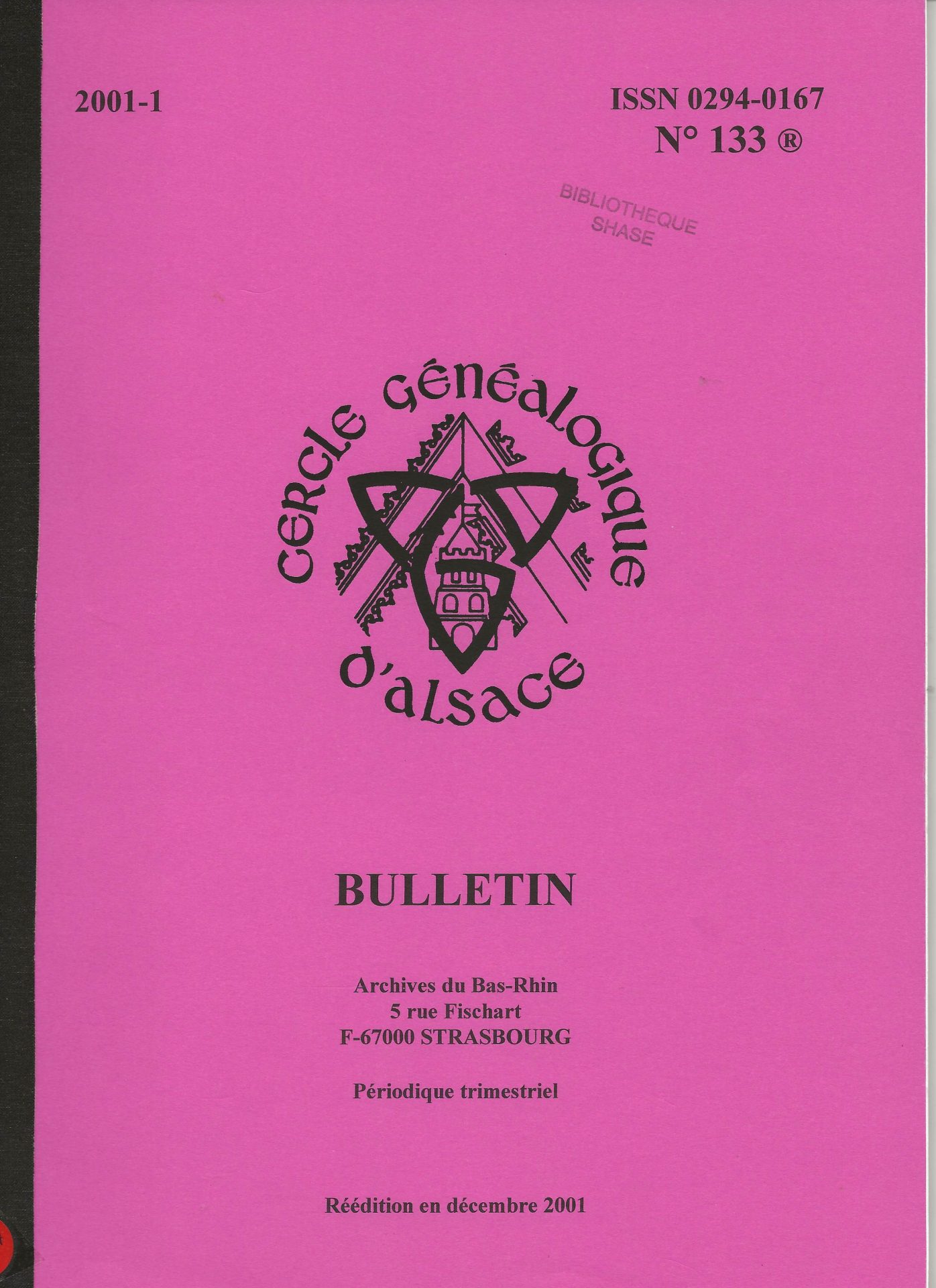 Bulletin du Cercle Généalogique d'Alsace