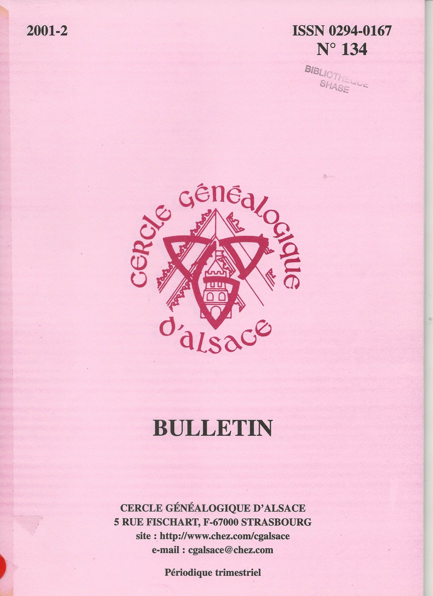 Bulletin du Cercle Généalogique d'Alsace