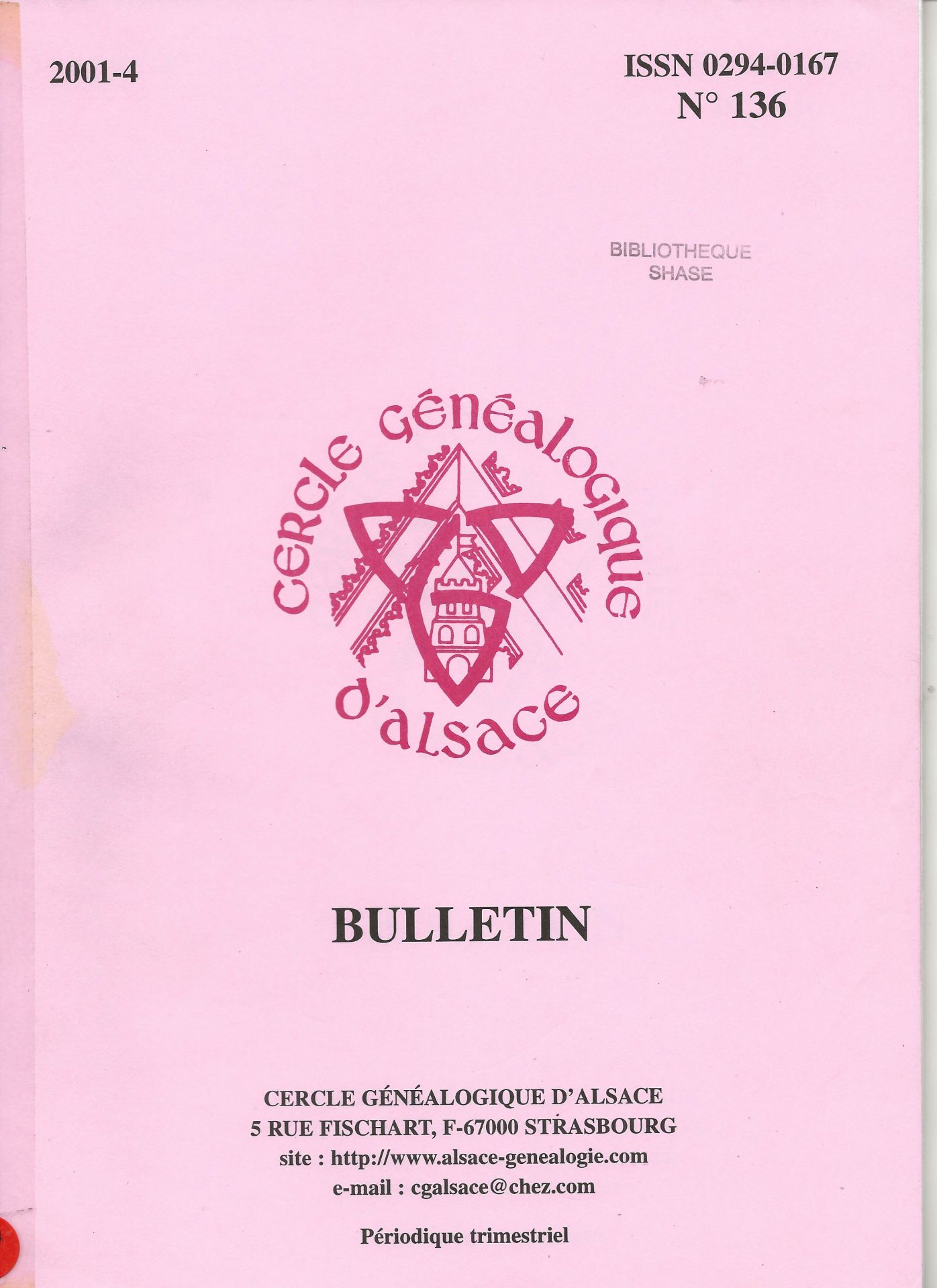 Bulletin du Cercle Généalogique d'Alsace