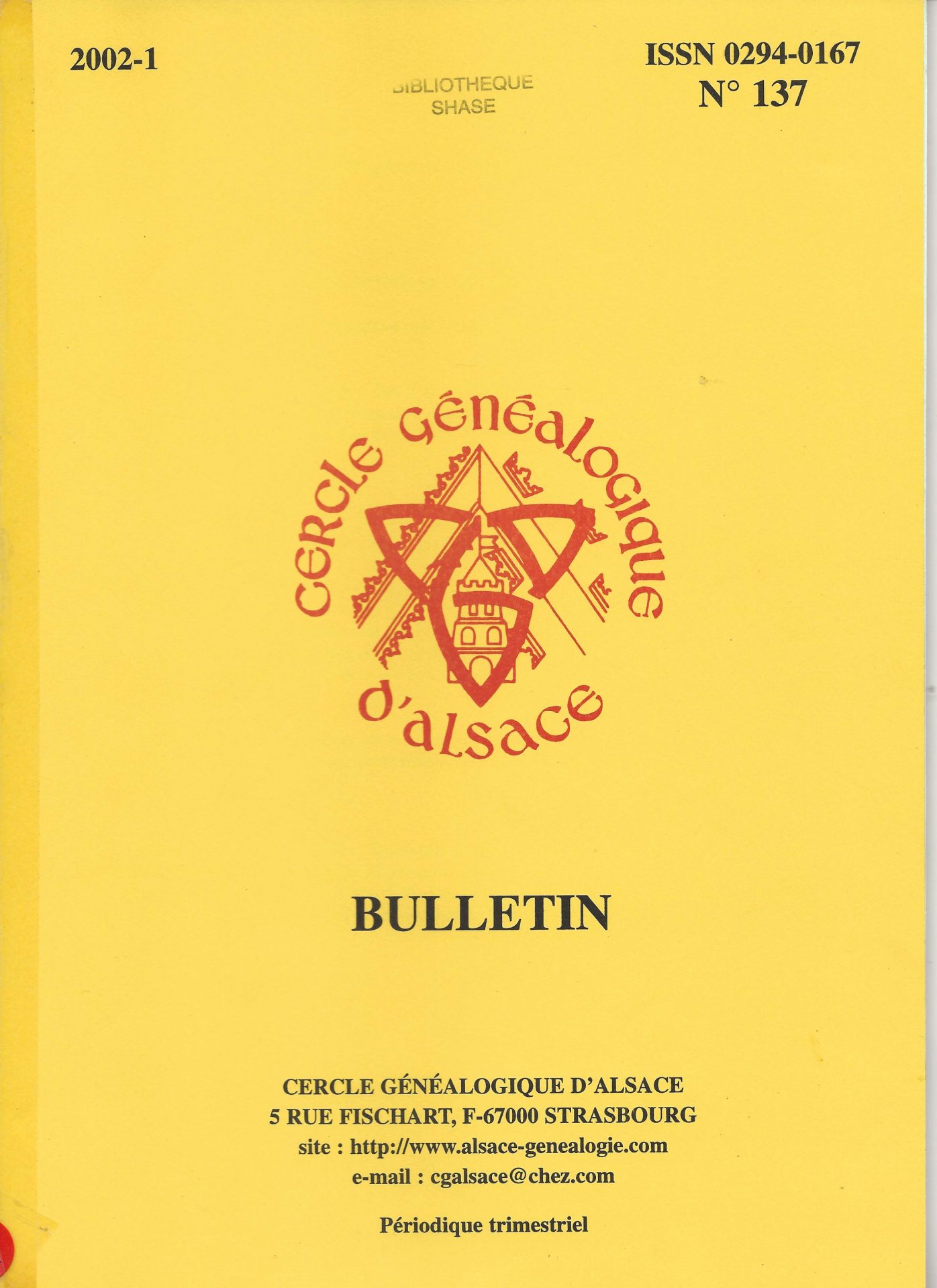 Bulletin du Cercle Généalogique d'Alsace