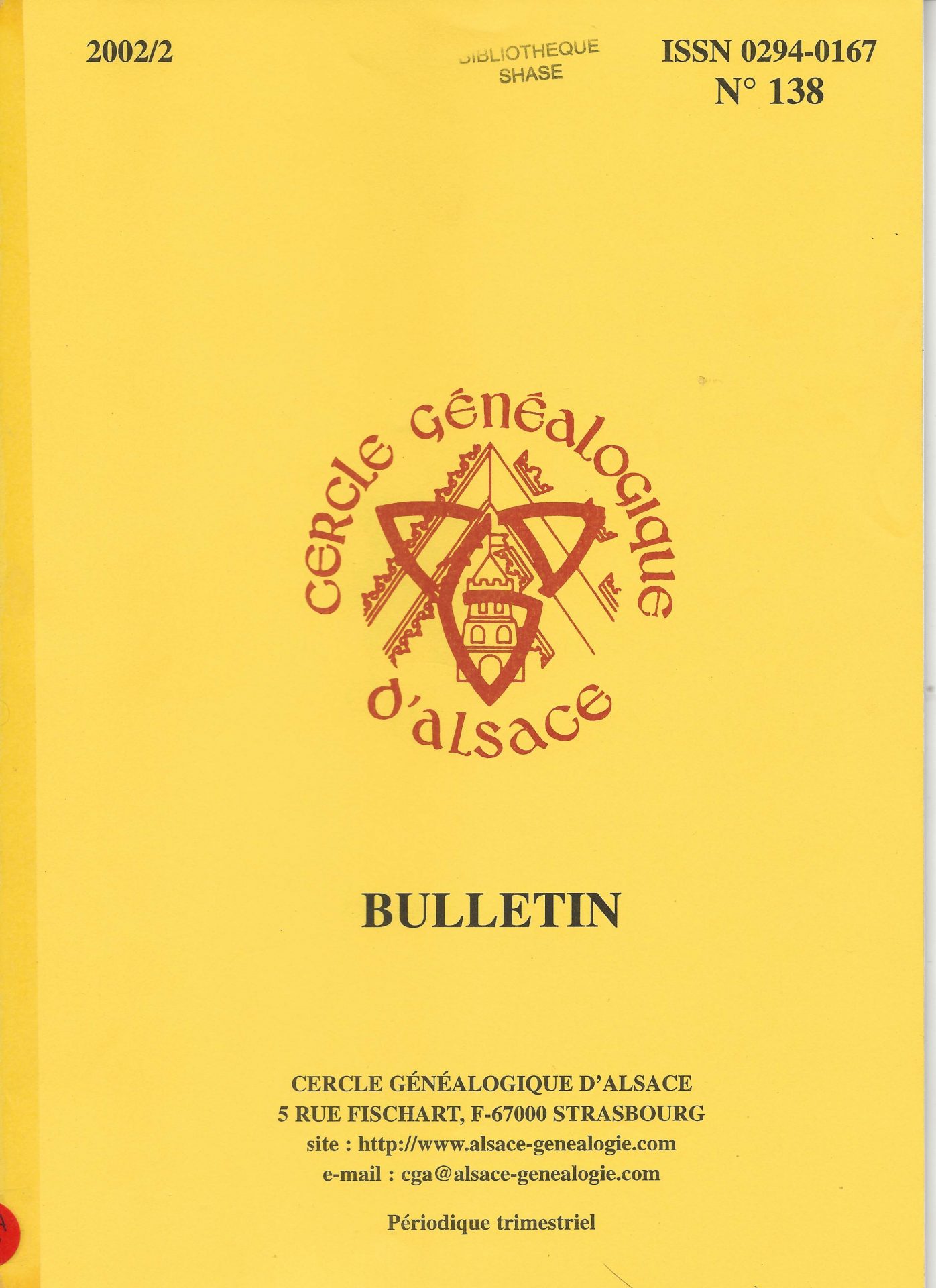 Bulletin du Cercle Généalogique d'Alsace