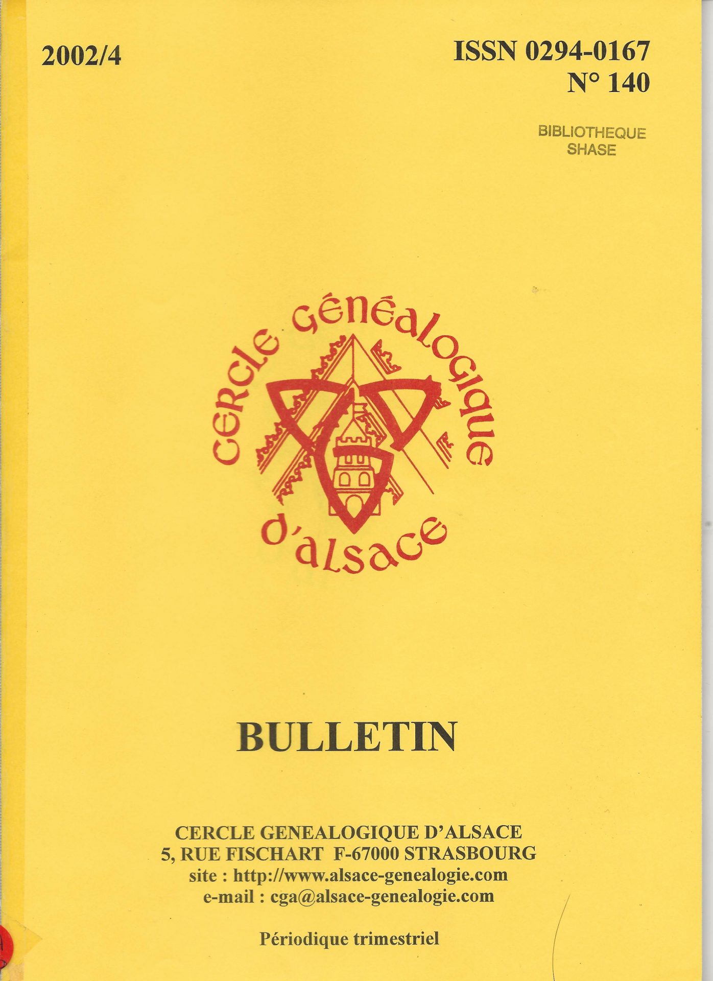 Bulletin du Cercle Généalogique d'Alsace