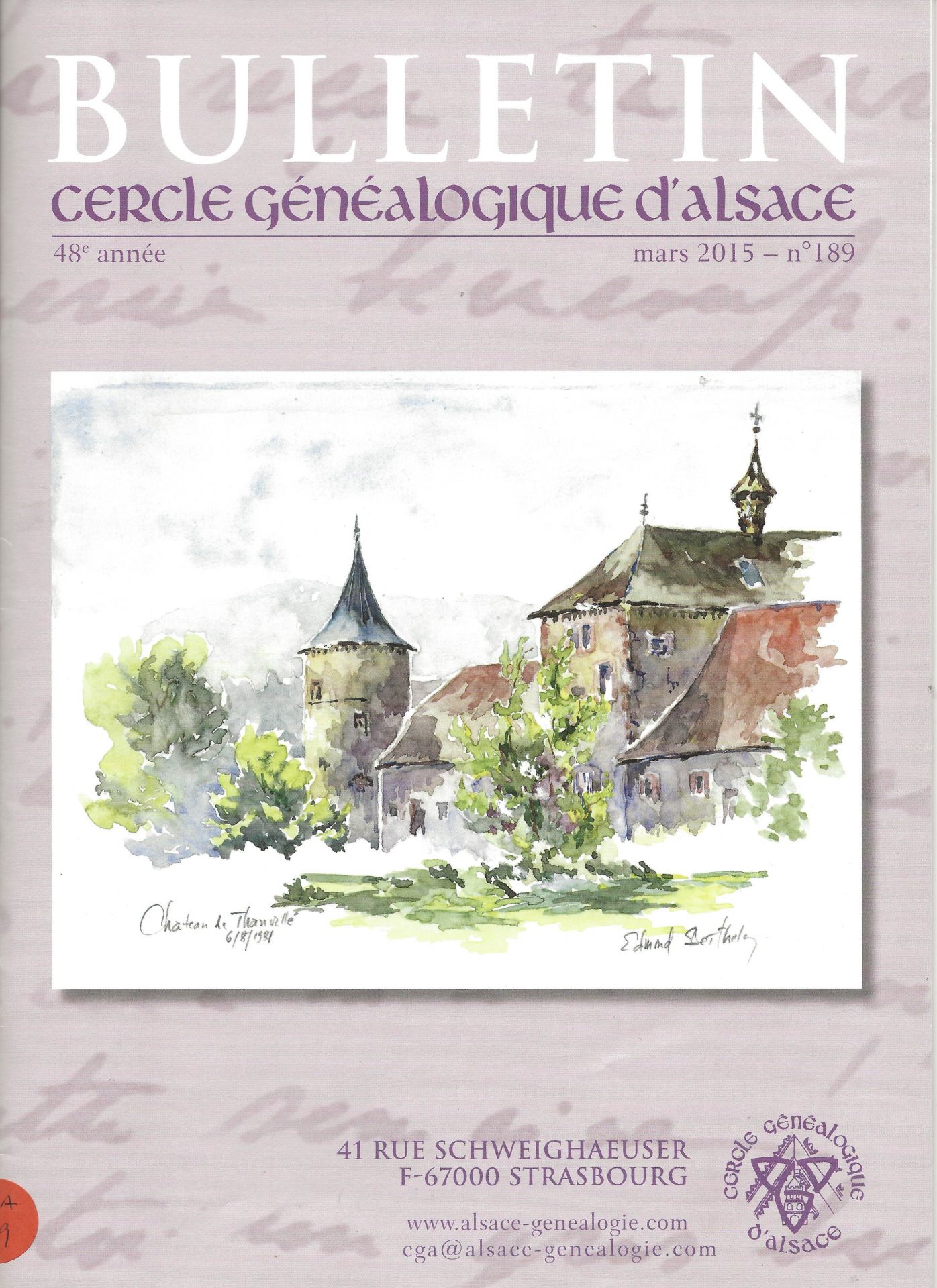 Bulletin du Cercle Généalogique d'Alsace