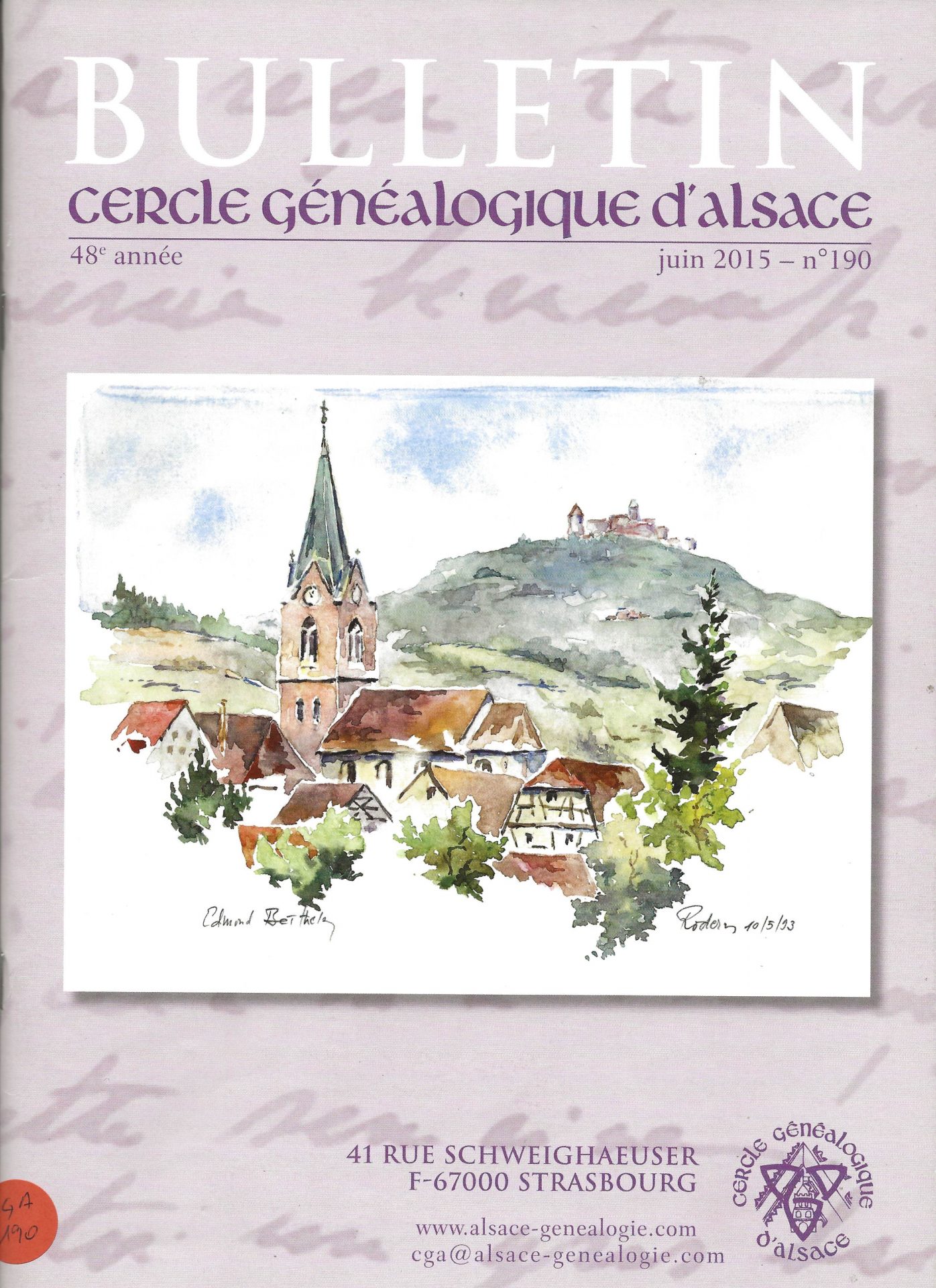 Bulletin du Cercle Généalogique d'Alsace