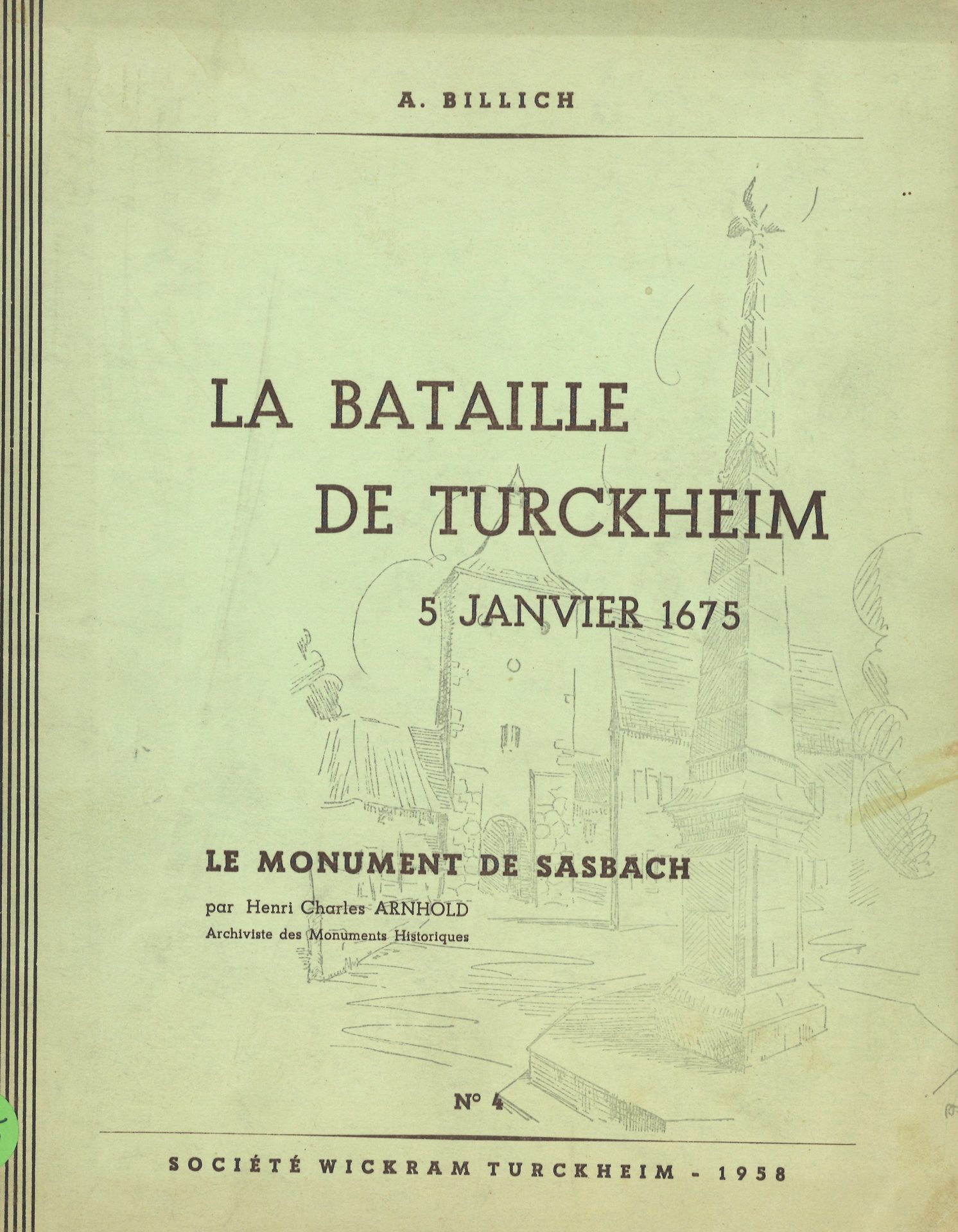 La bataille de Turckheim 5 janvier 1675 Le monument de Sasbach