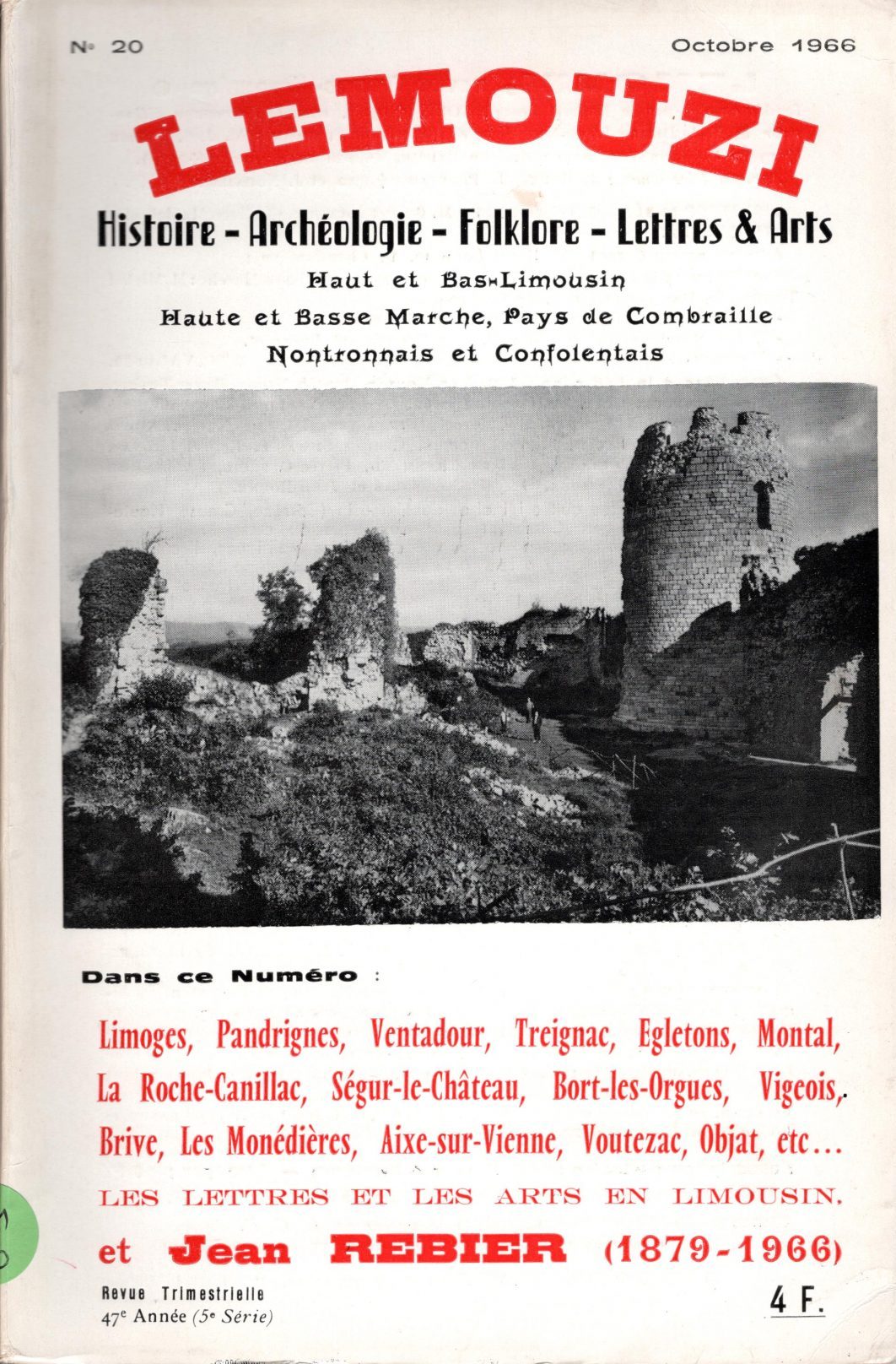 Lemouzi - Les lettres et les arts en Limousin et Jean Rebier (1879-1966)
