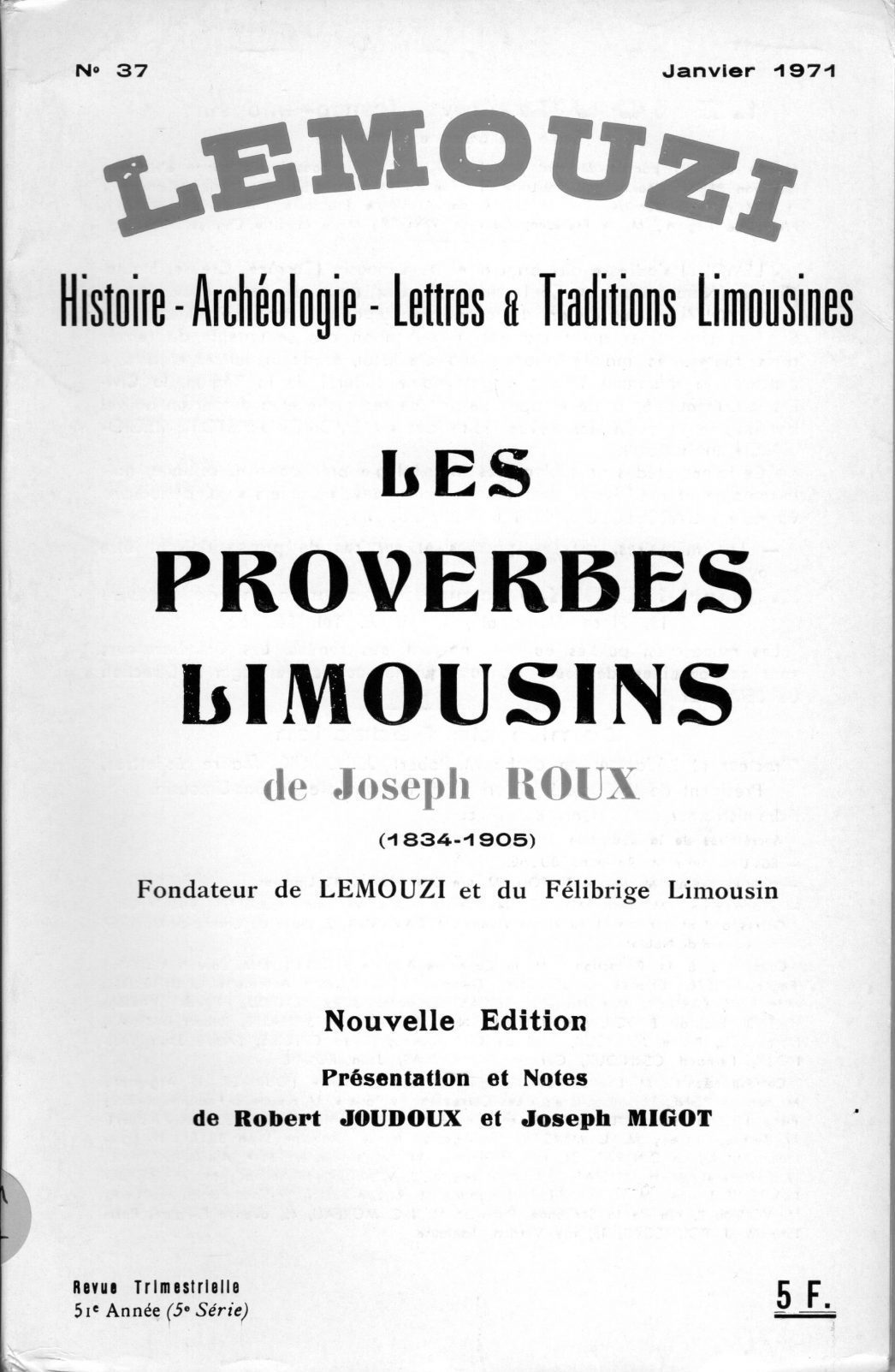 Lemouzi - Les proverbes limousins de Joseph Roux (1934-1905)