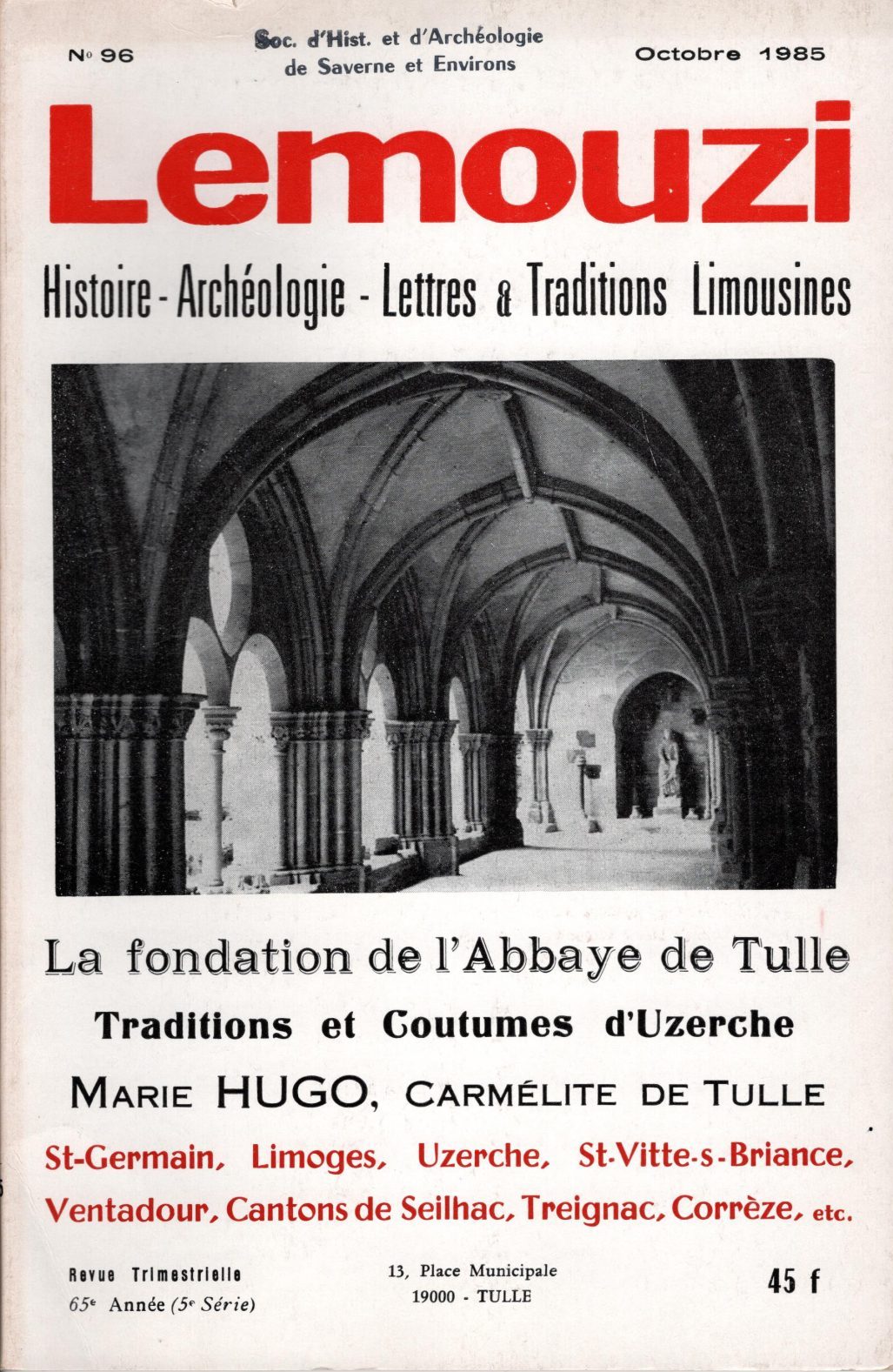 Lemouzi - La fondation de l'Abbaye de Tulle - Traditions et coutumes d'Uzerche