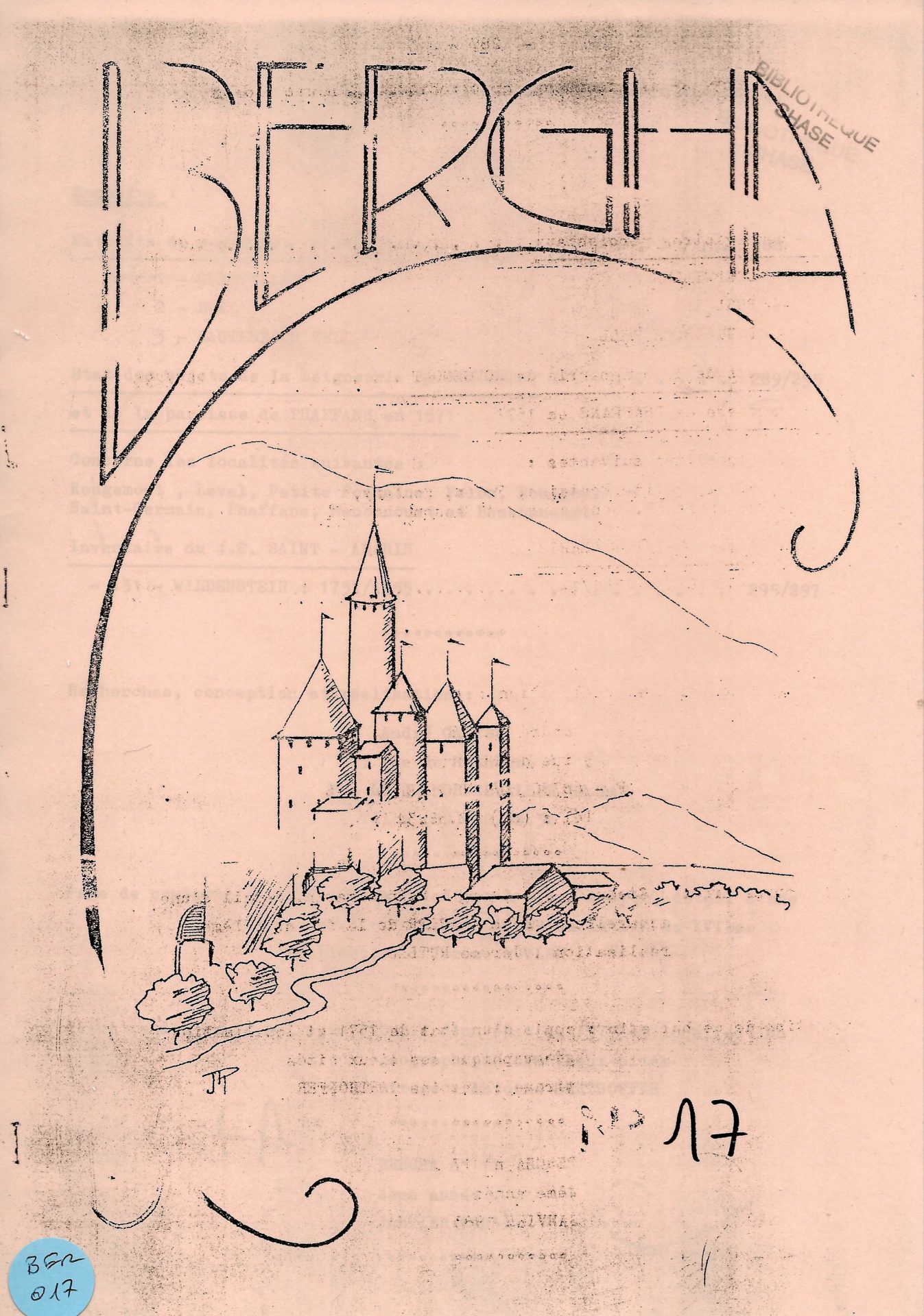 Bergha - Bulletin d'études et de recherches généalogiques en Haute-Alsace