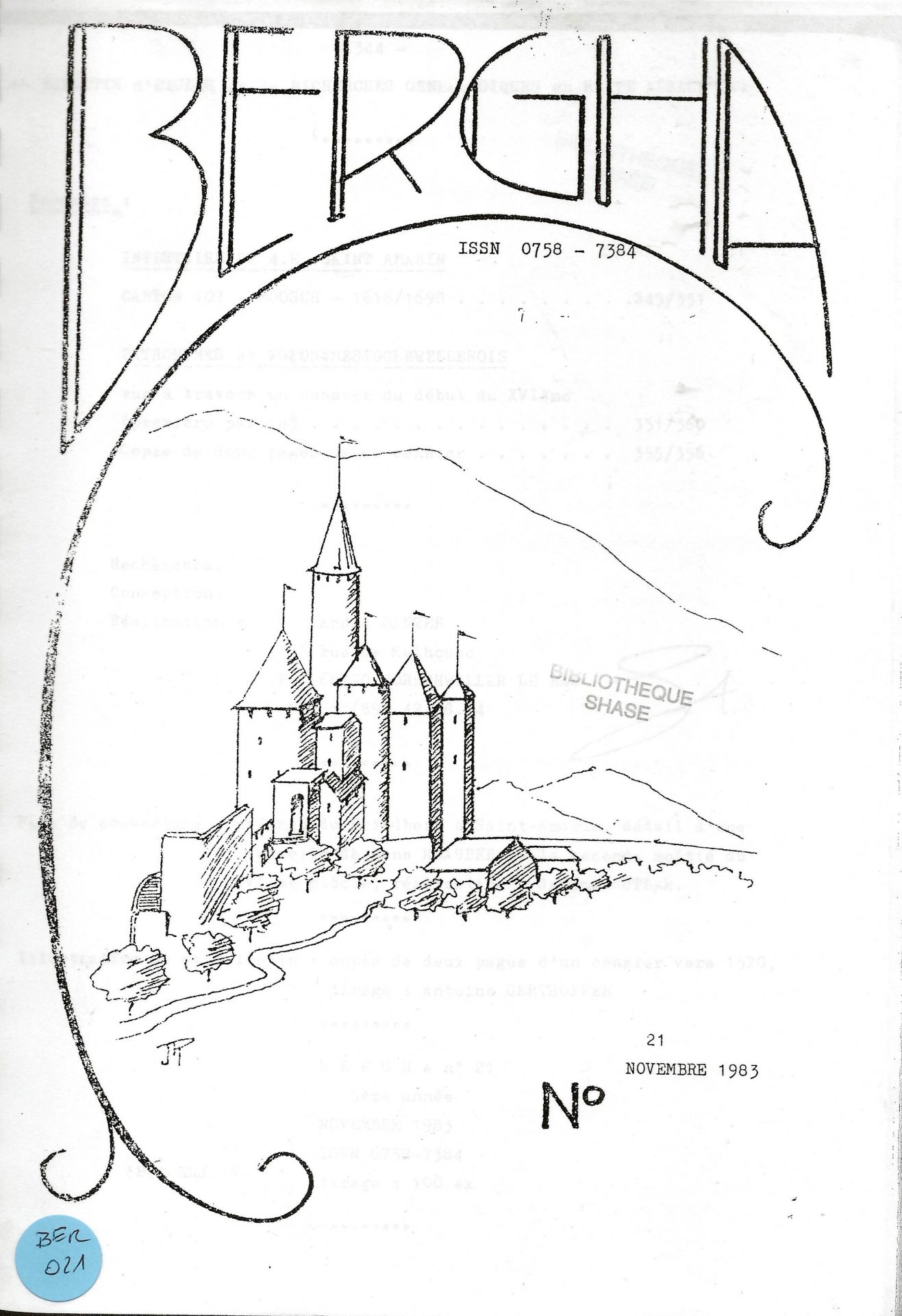 Bergha - Bulletin d'études et de recherches généalogiques en Haute-Alsace