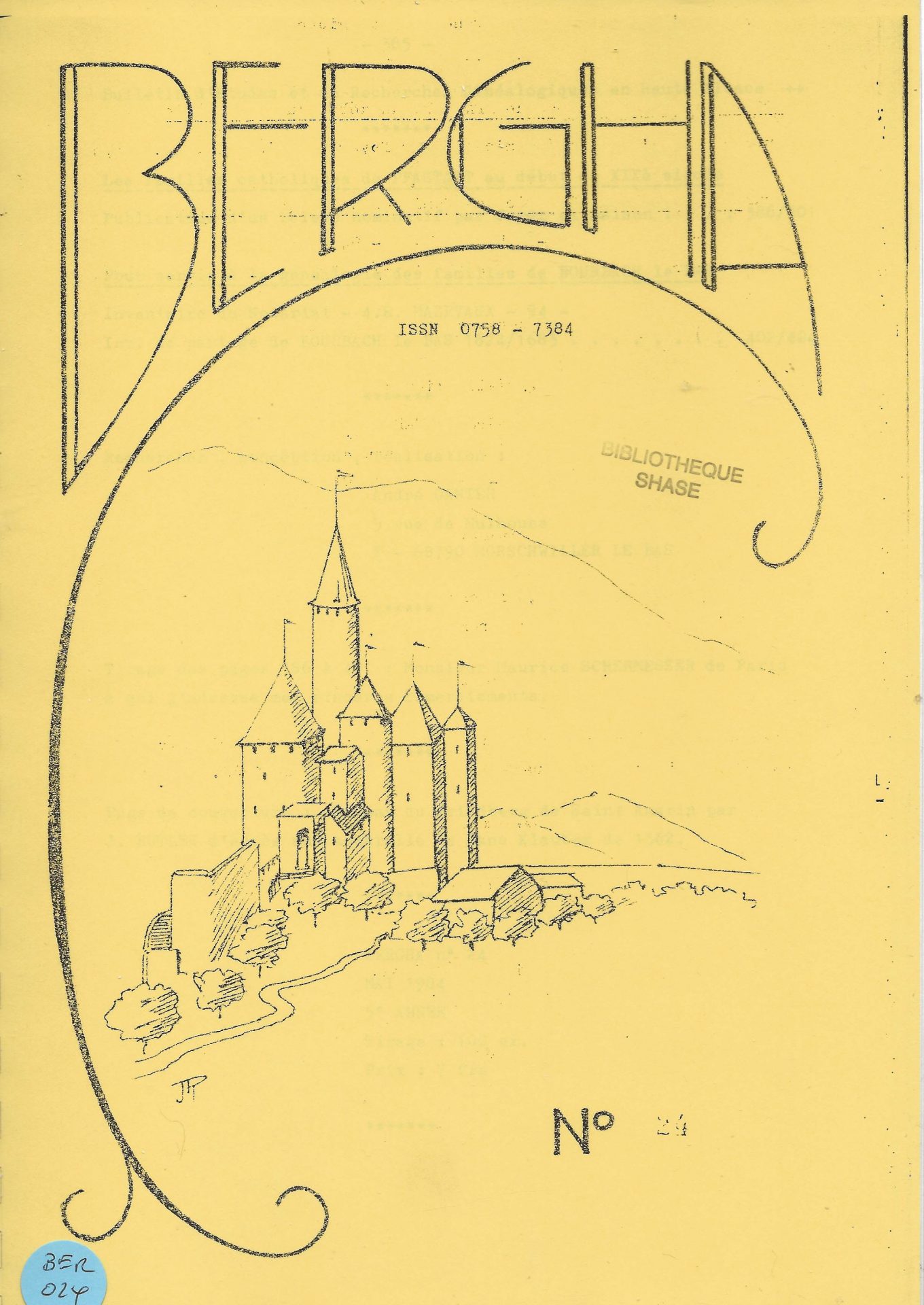 Bergha - Bulletin d'études et de recherches généalogiques en Haute-Alsace