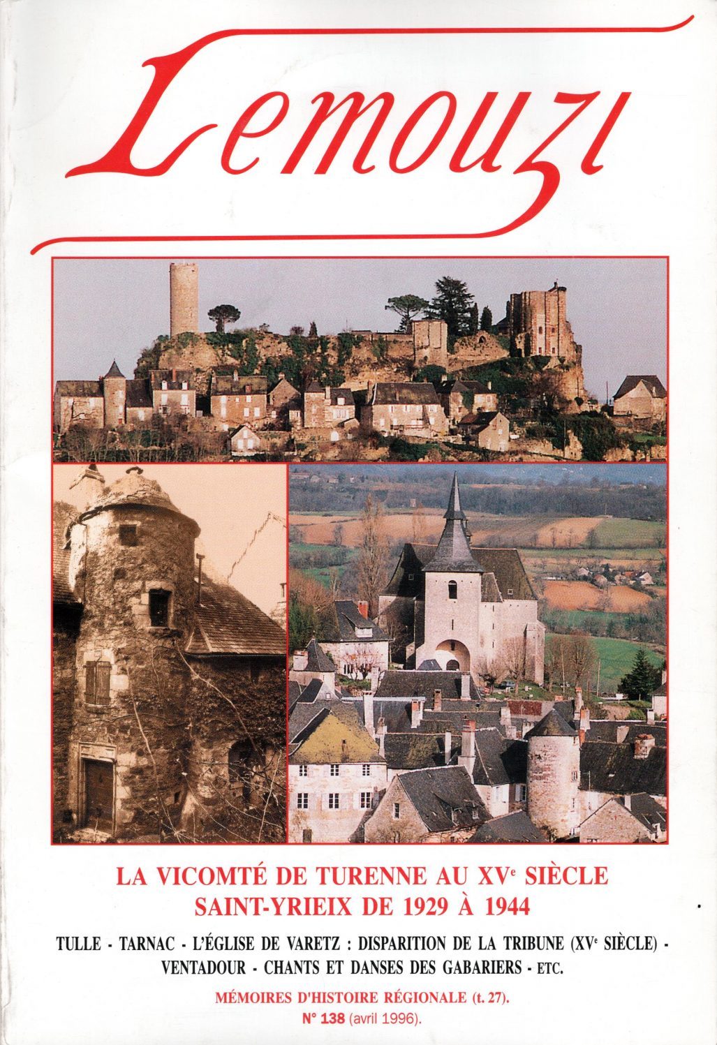 Lemouzi - La vicomté de Turenne au XVème siècle  -  Saint-Yrieix de 1929 à 1944