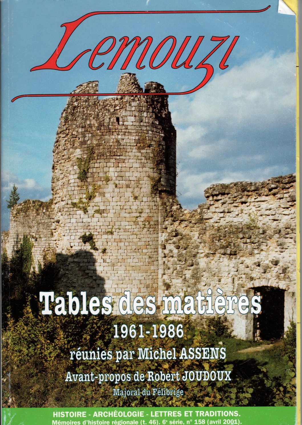Lemouzi - Tables des matières 1961-1986
