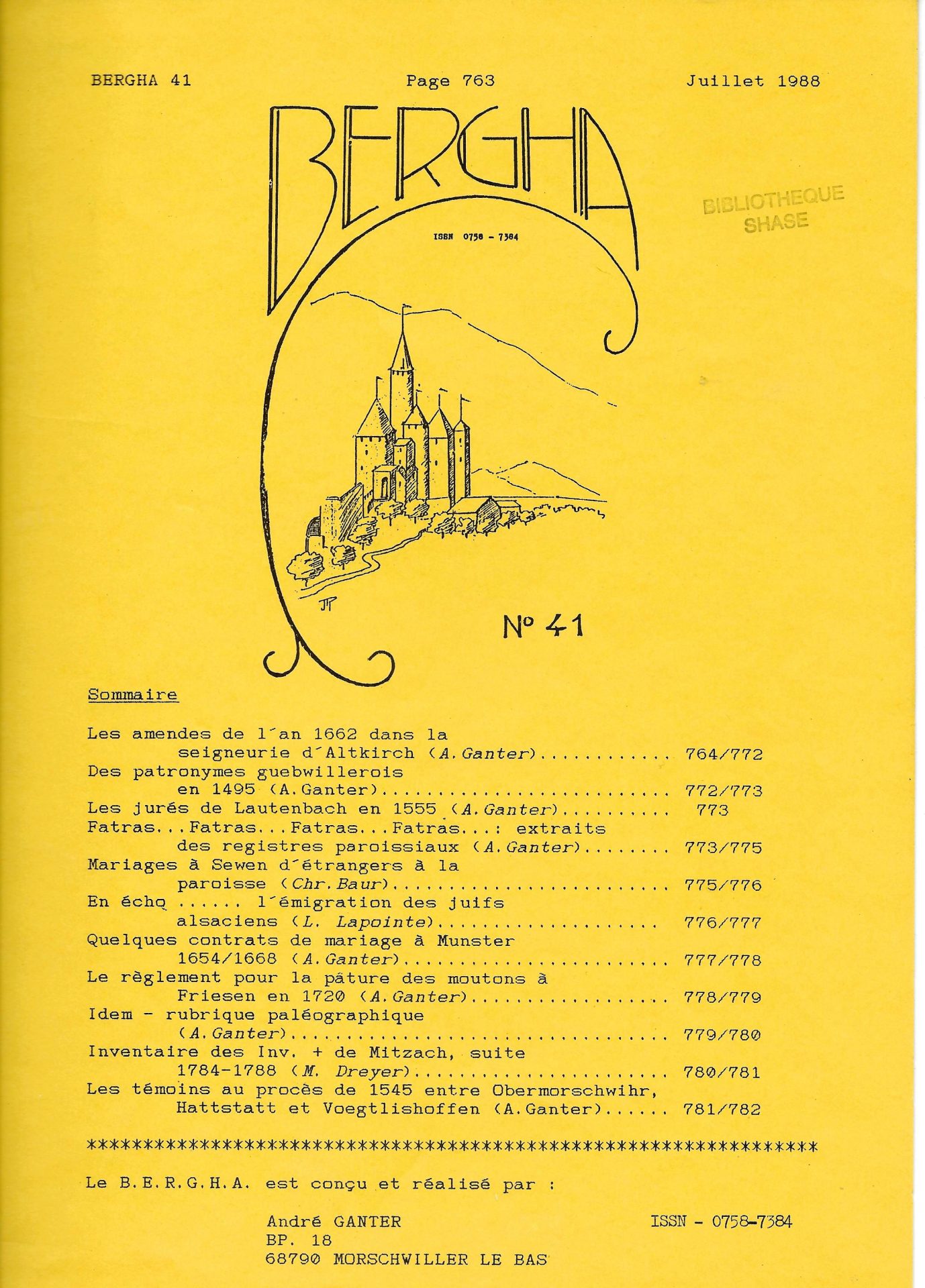 Bergha - Bulletin d'études et de recherches généalogiques en Haute-Alsace