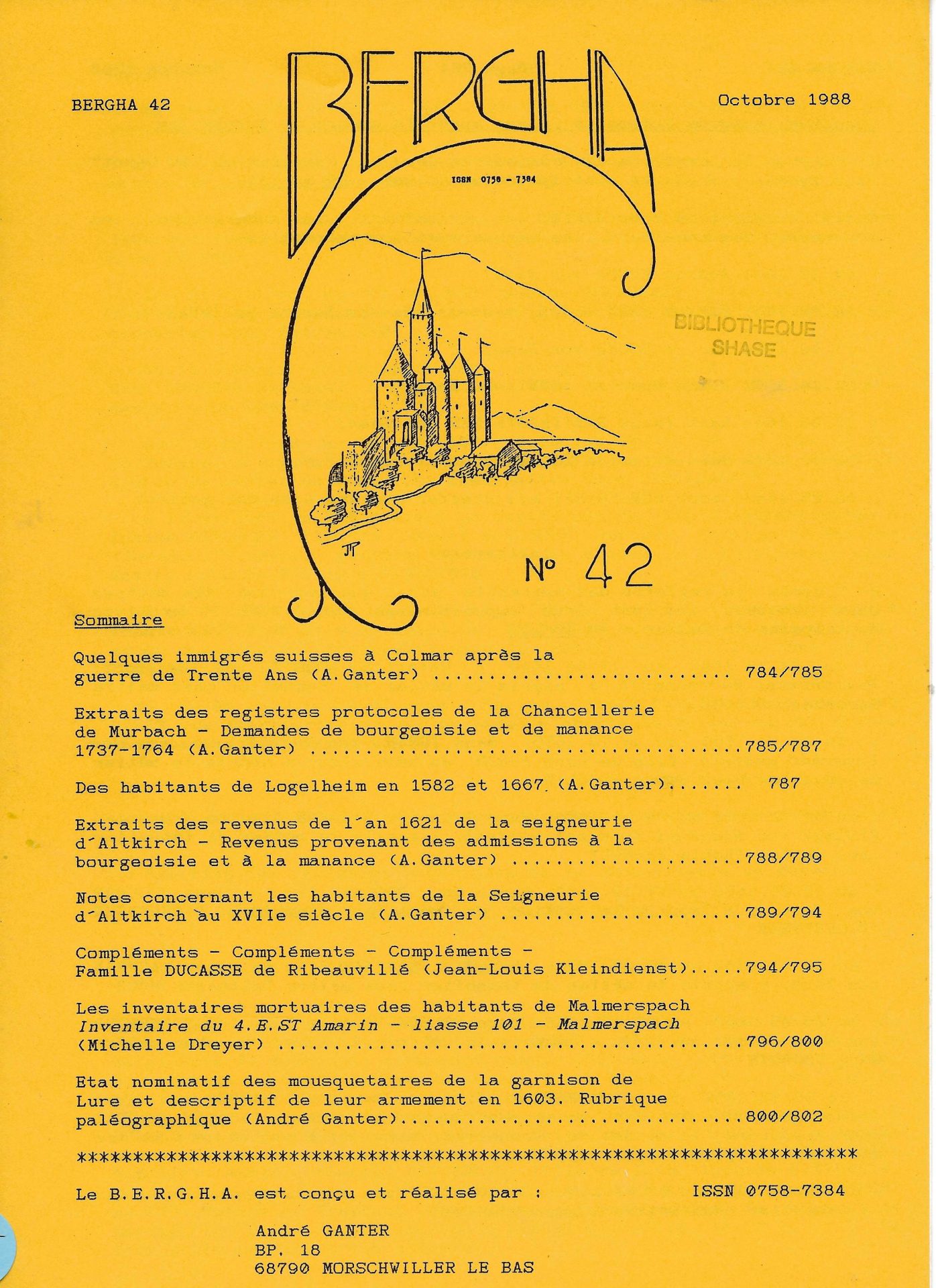 Bergha - Bulletin d'études et de recherches généalogiques en Haute-Alsace
