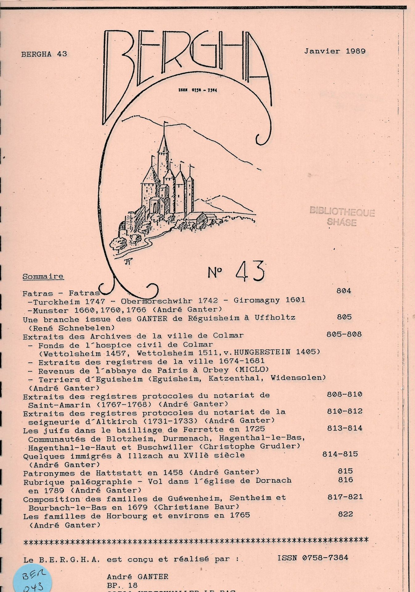 Bergha - Bulletin d'études et de recherches généalogiques en Haute-Alsace