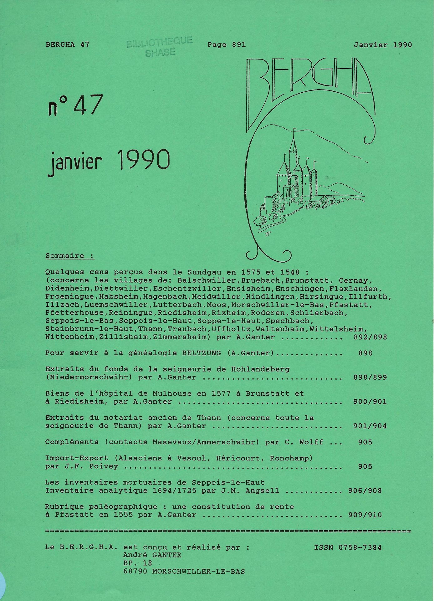 Bergha - Bulletin d'études et de recherches généalogiques en Haute-Alsace