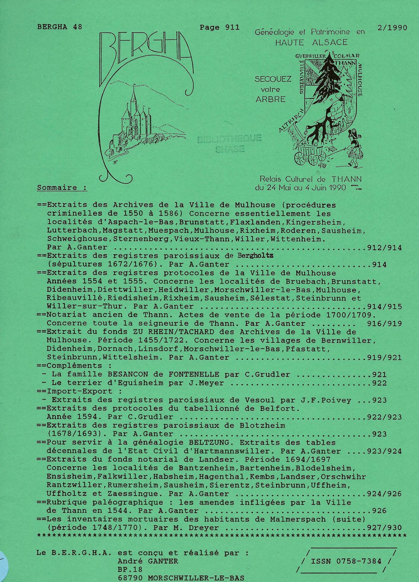 Bergha - Bulletin d'études et de recherches généalogiques en Haute-Alsace