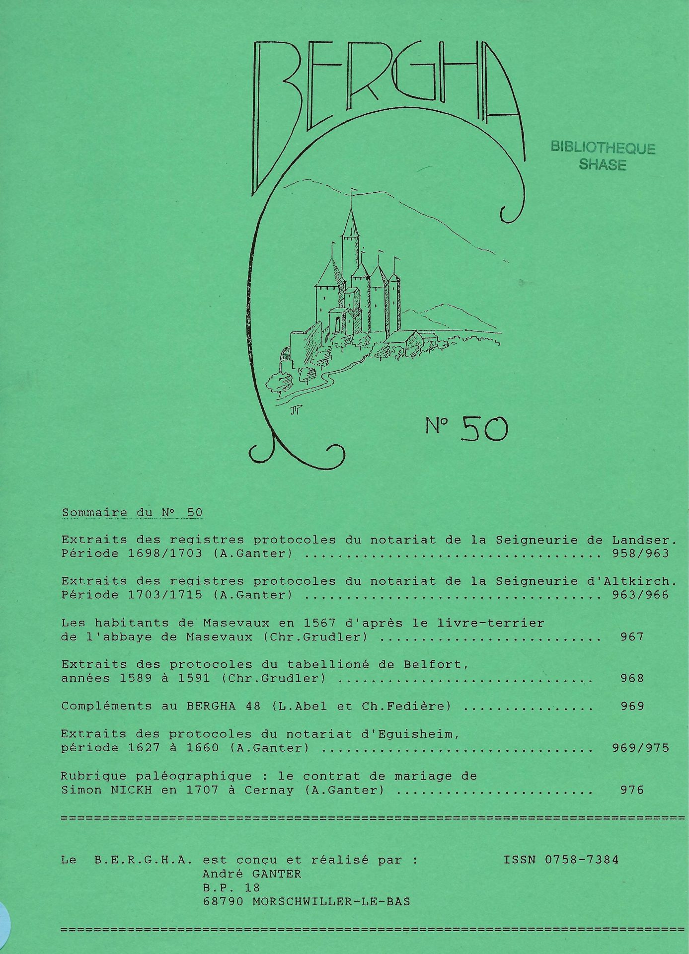 Bergha - Bulletin d'études et de recherches généalogiques en Haute-Alsace