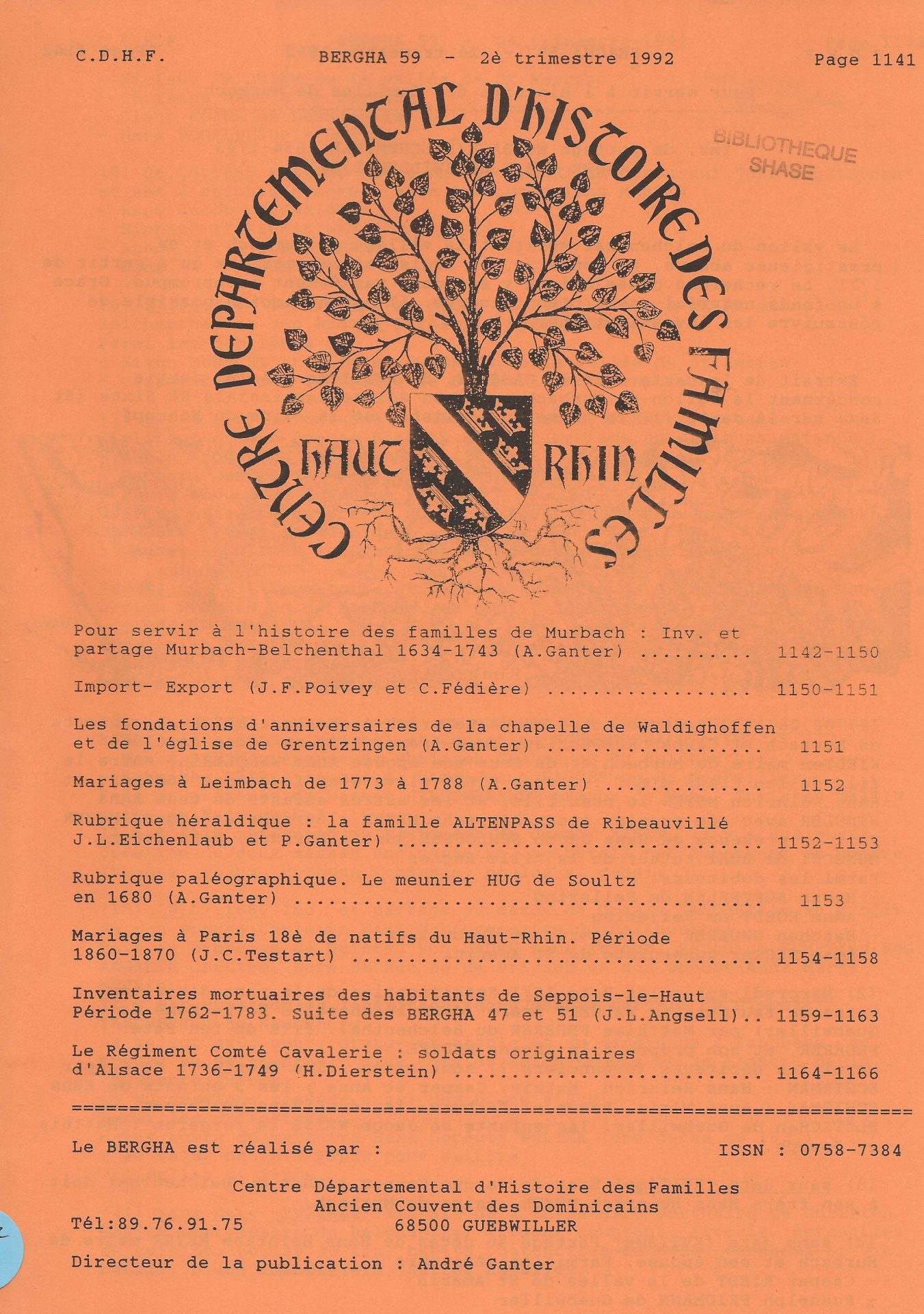 Bergha - Bulletin d'études et de recherches généalogiques en Haute-Alsace