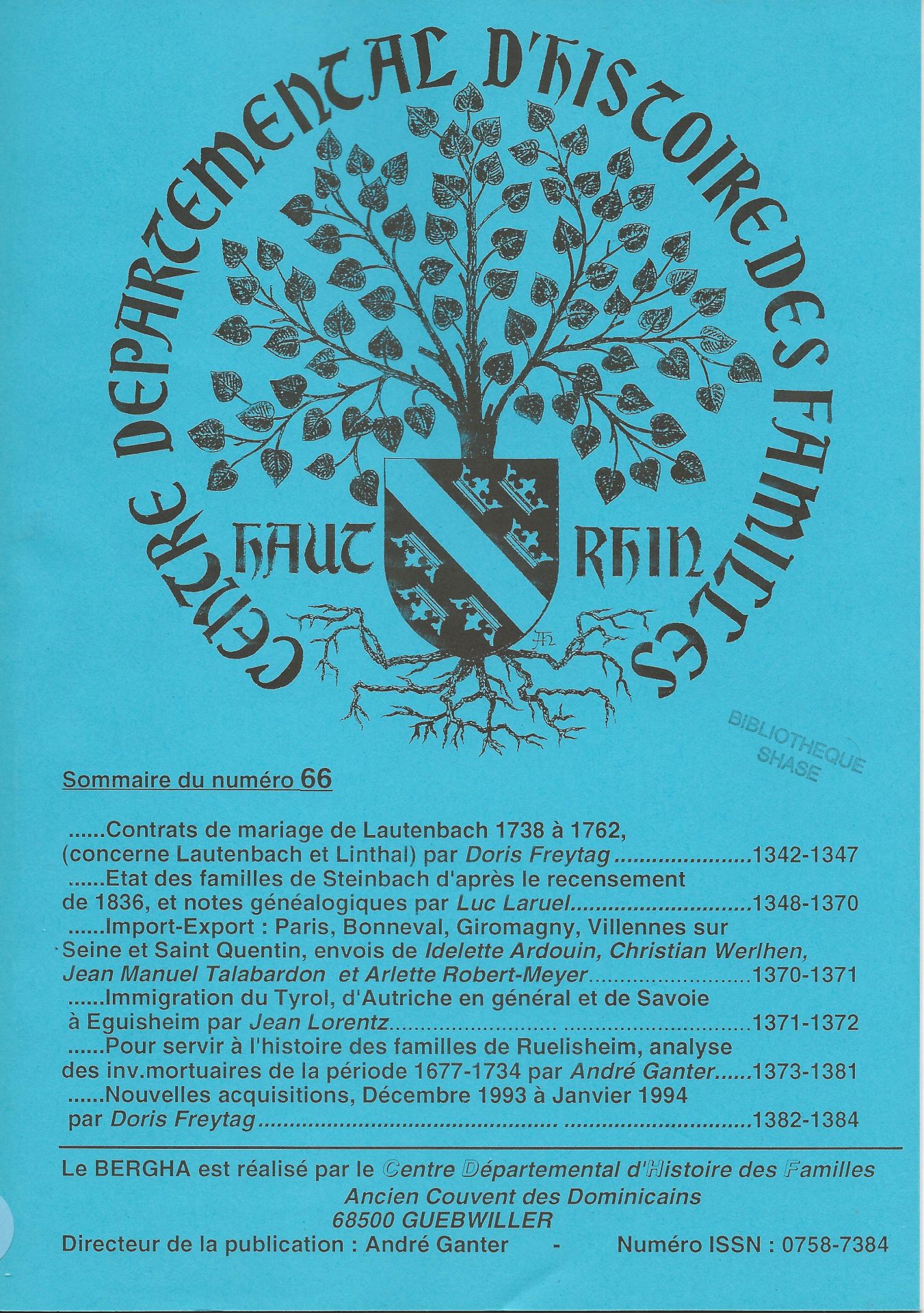 Bergha - Bulletin d'études et de recherches généalogiques en Haute-Alsace