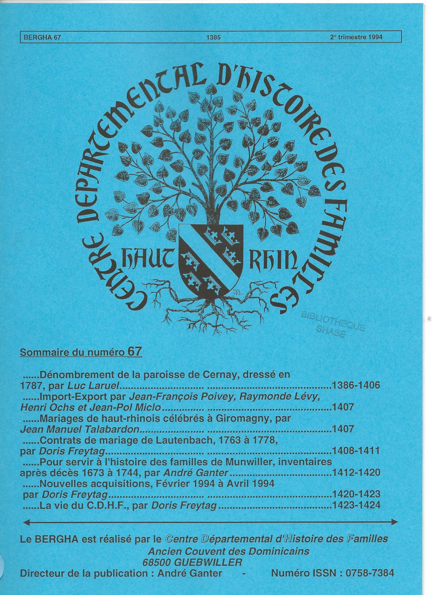Bergha - Bulletin d'études et de recherches généalogiques en Haute-Alsace