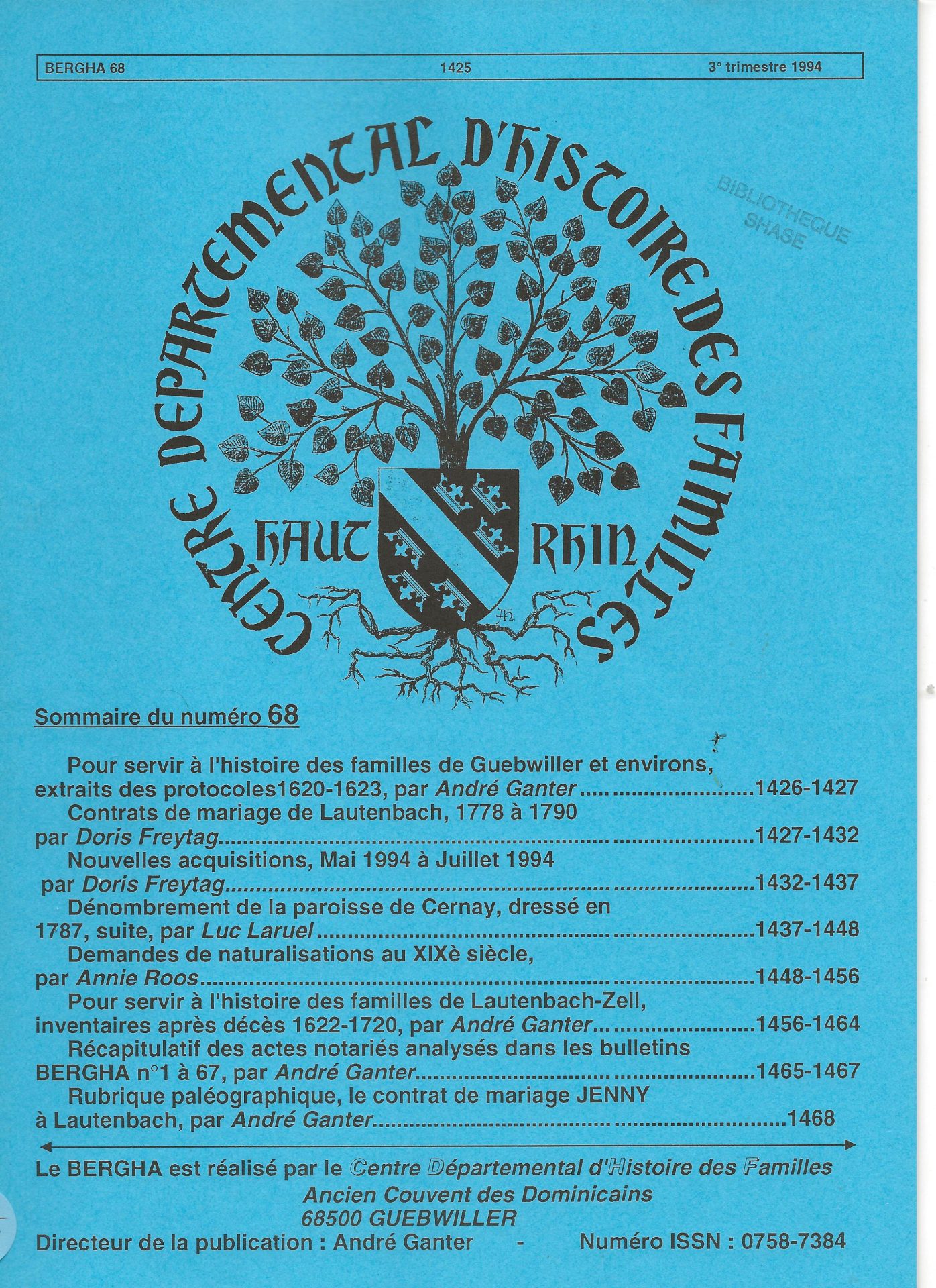 Bergha - Bulletin d'études et de recherches généalogiques en Haute-Alsace