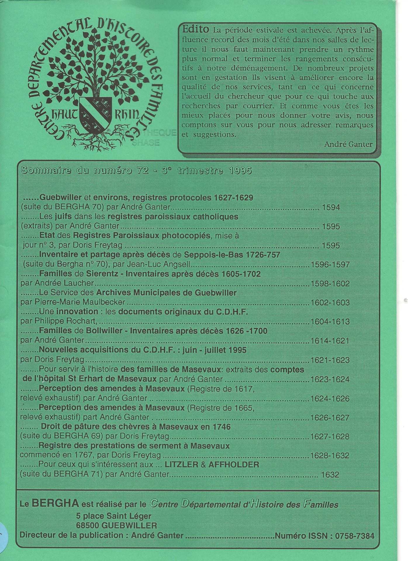 Bergha - Bulletin d'études et de recherches généalogiques en Haute-Alsace