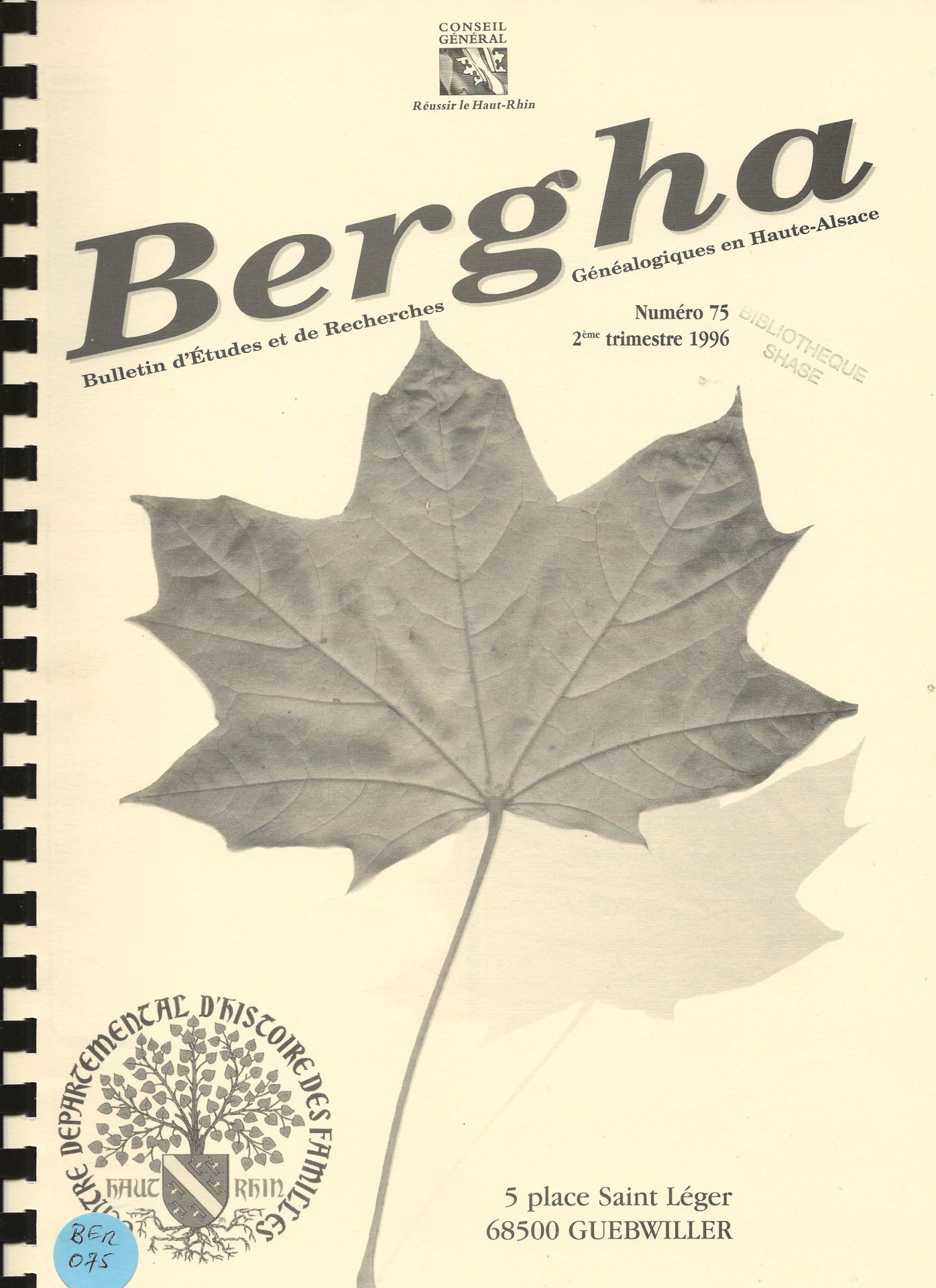 Bergha - Bulletin d'études et de recherches généalogiques en Haute-Alsace