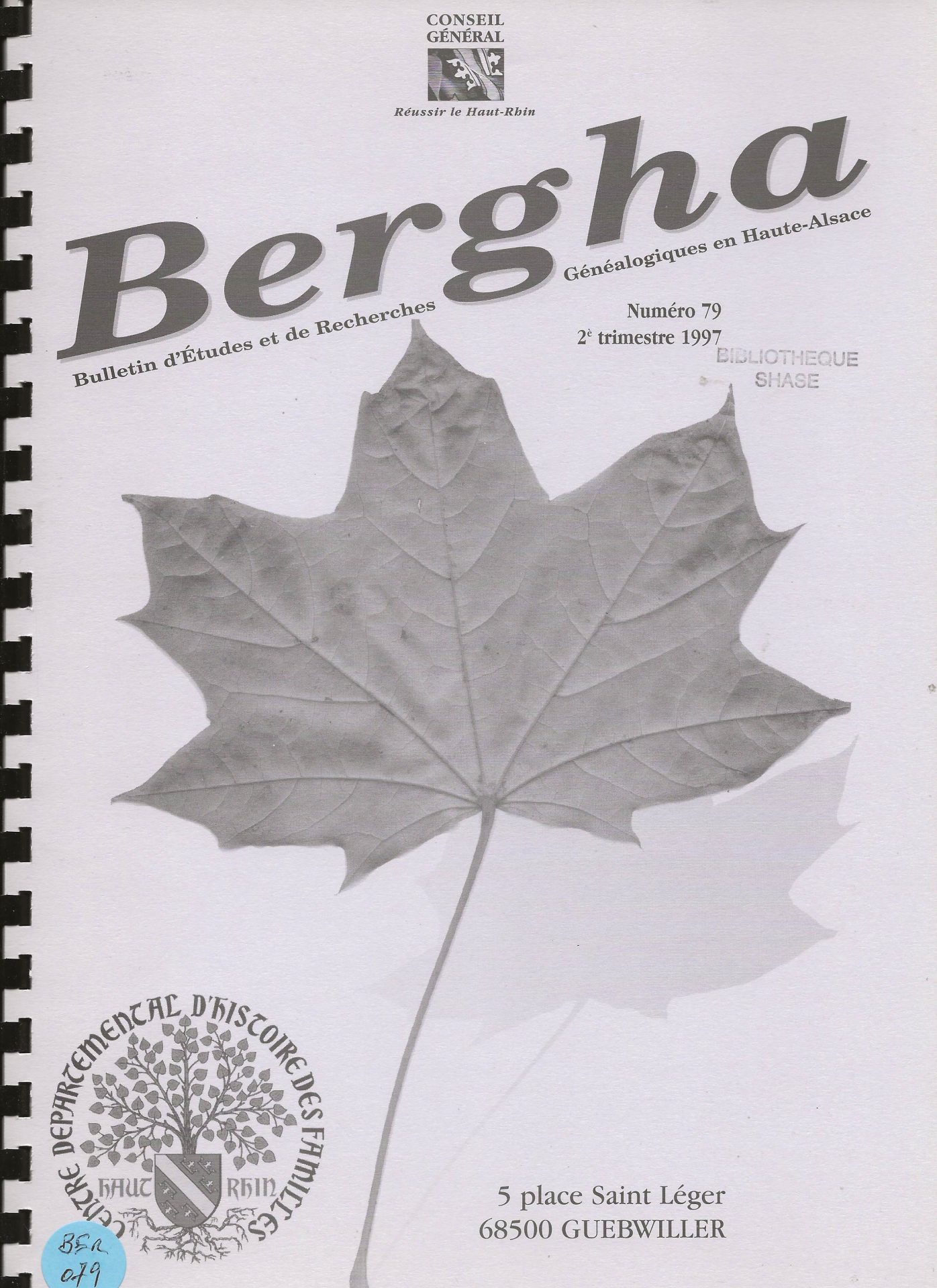 Bergha - Bulletin d'études et de recherches généalogiques en Haute-Alsace