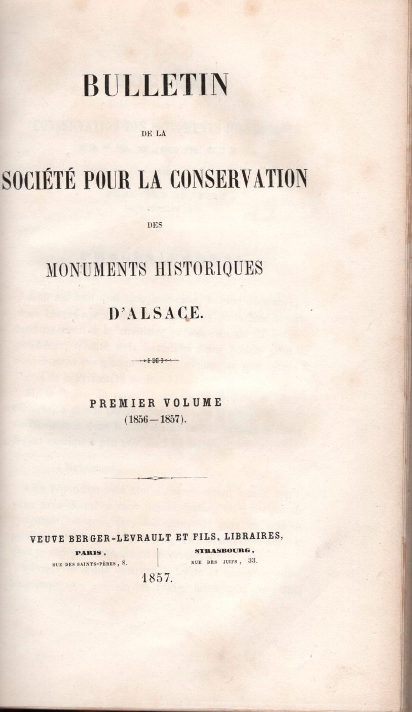 Bulletin de la Société pour la Conservation des Monuments Historiques d'Alsace